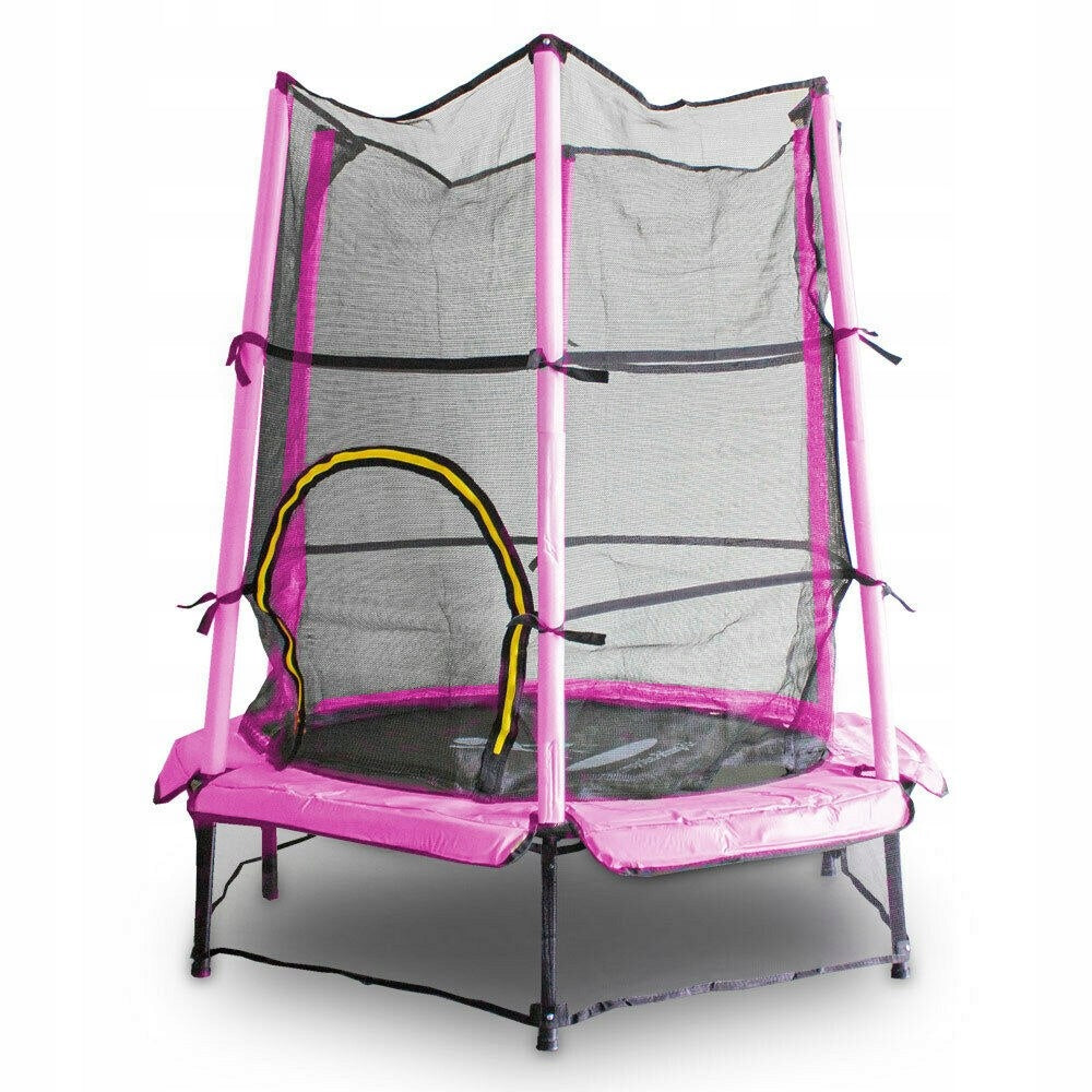 Pink Trampoline for Children's/Children's Garden + Cover and Strong Whip Mesh