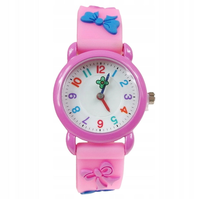 Pink Watch in Bows for Baby Girl Blue Colorful Numbers Brand no brand