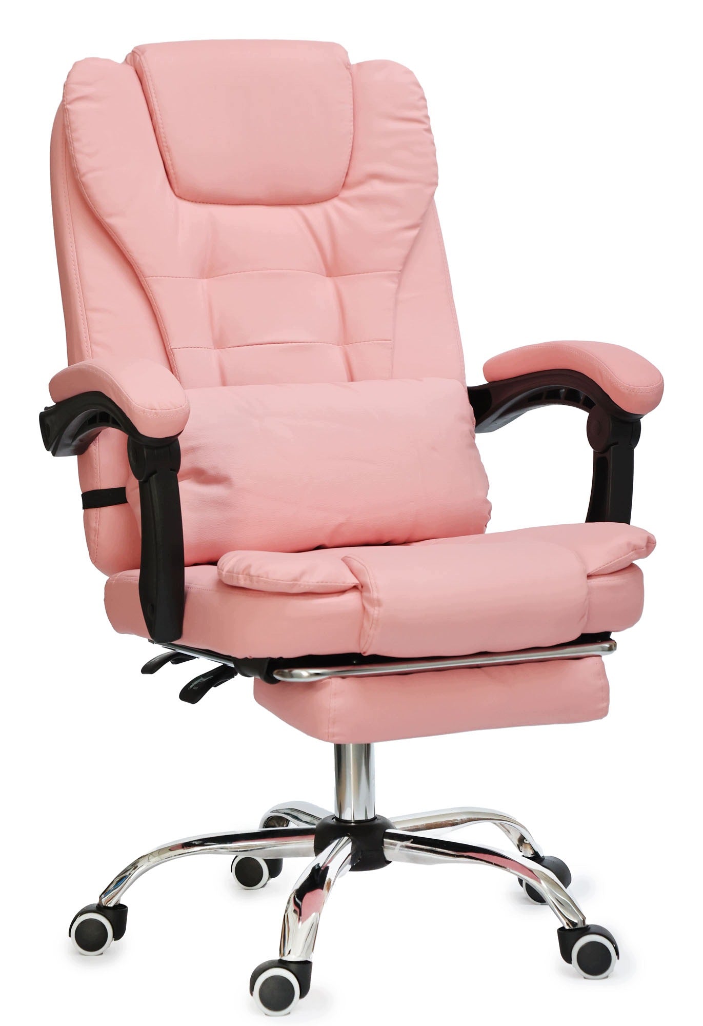 Pink comfortable office chair with footrest and lumbar cushion NBK012-HT Packaging status original