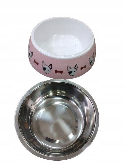 Pink dog bowl with pattern plus metal bowl 400ml EAN (GTIN) 5905118021068