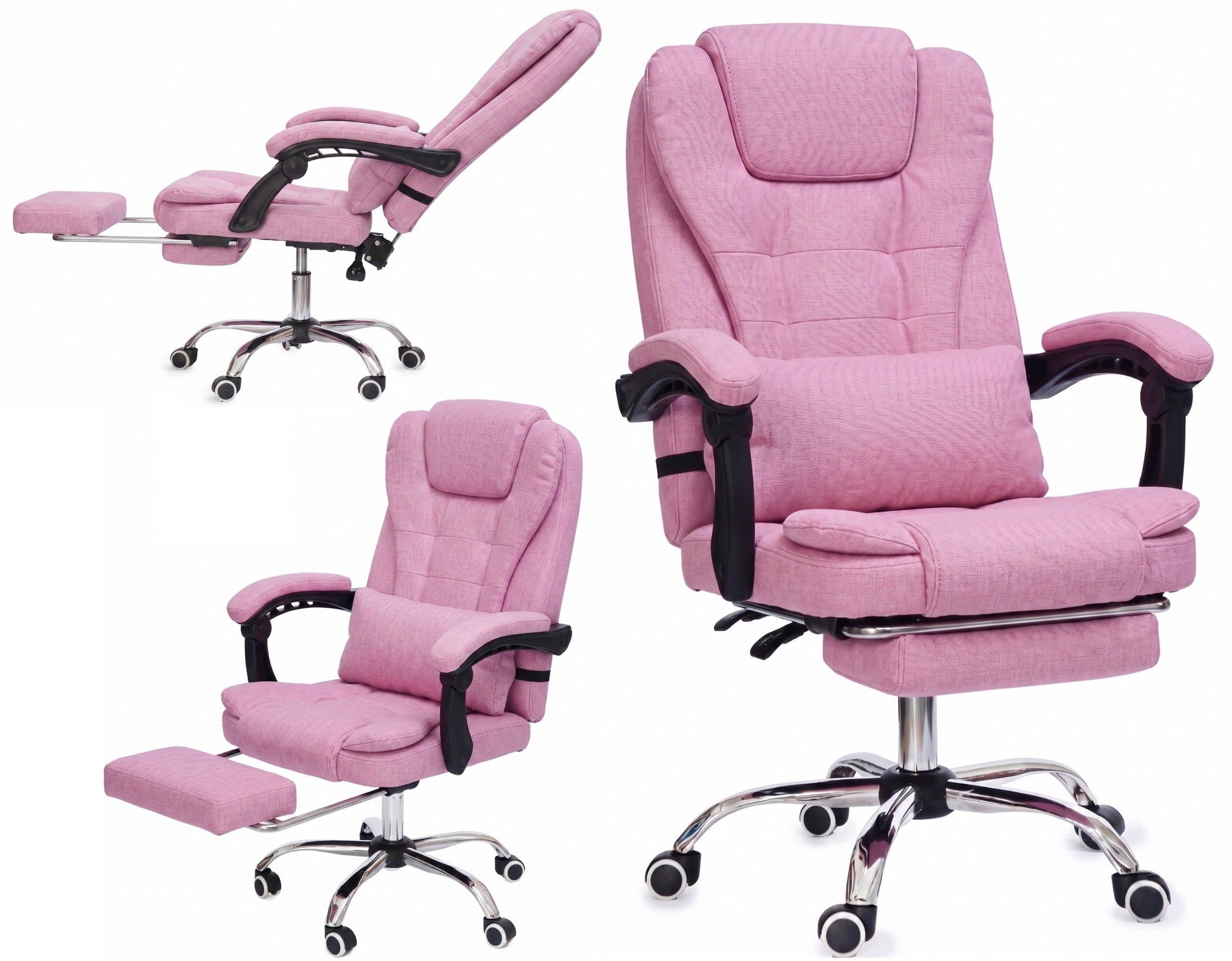 Pink material comfortable office chair with footrest and cushion NBR012-HT
