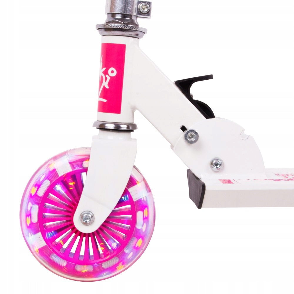 Pink scooter for children WORKER Pinki with glowing LED wheels Brake yes
