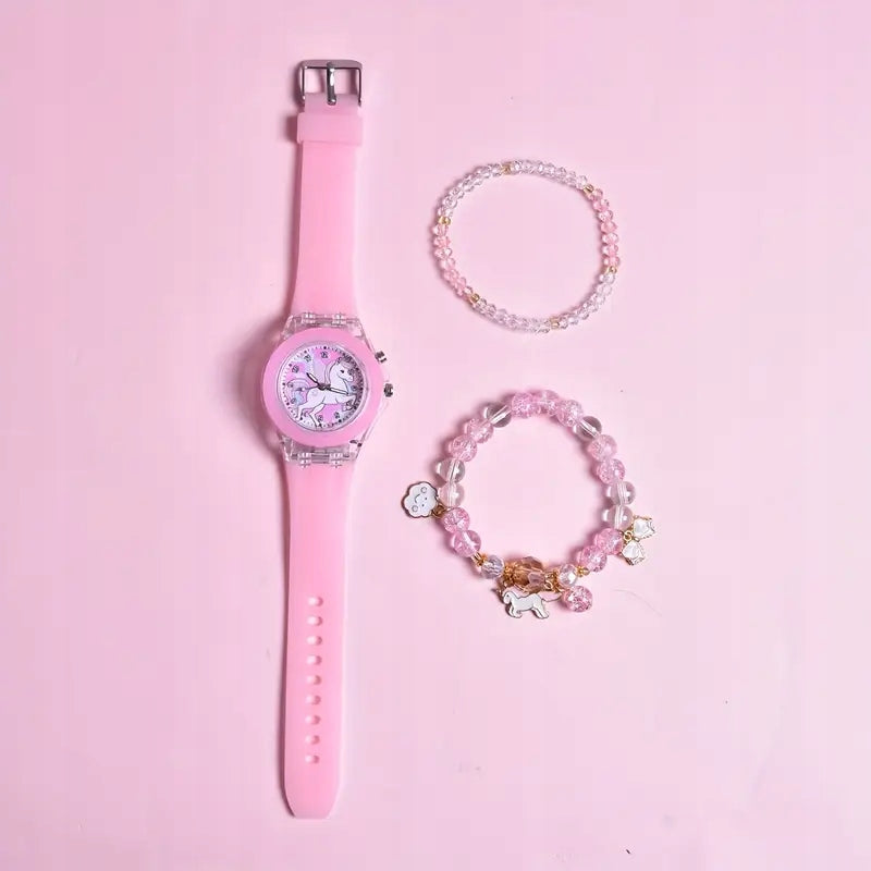 Pink watch glowing with unicorn bracelet gift for girl Brand no brand