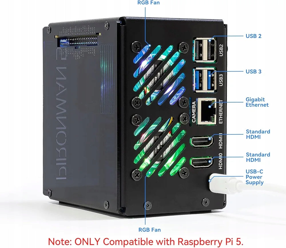 Pironman 5-MAX Dual NVMe M.2 SSD PCIe Enclosure for Raspberry Manufacturer code 20250906