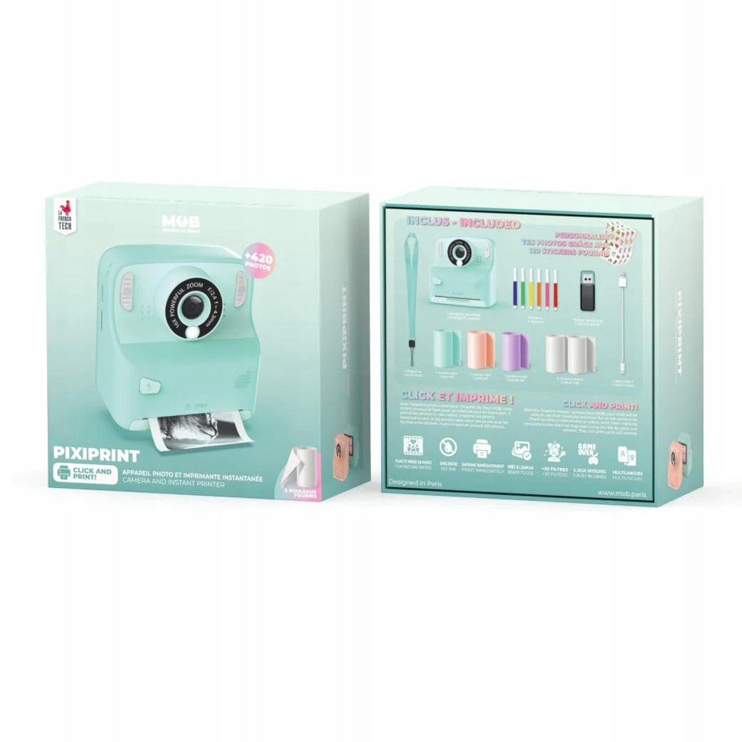 PixiPrint MOB Digital Camera with Printing Function – Turquoise Packaging status original