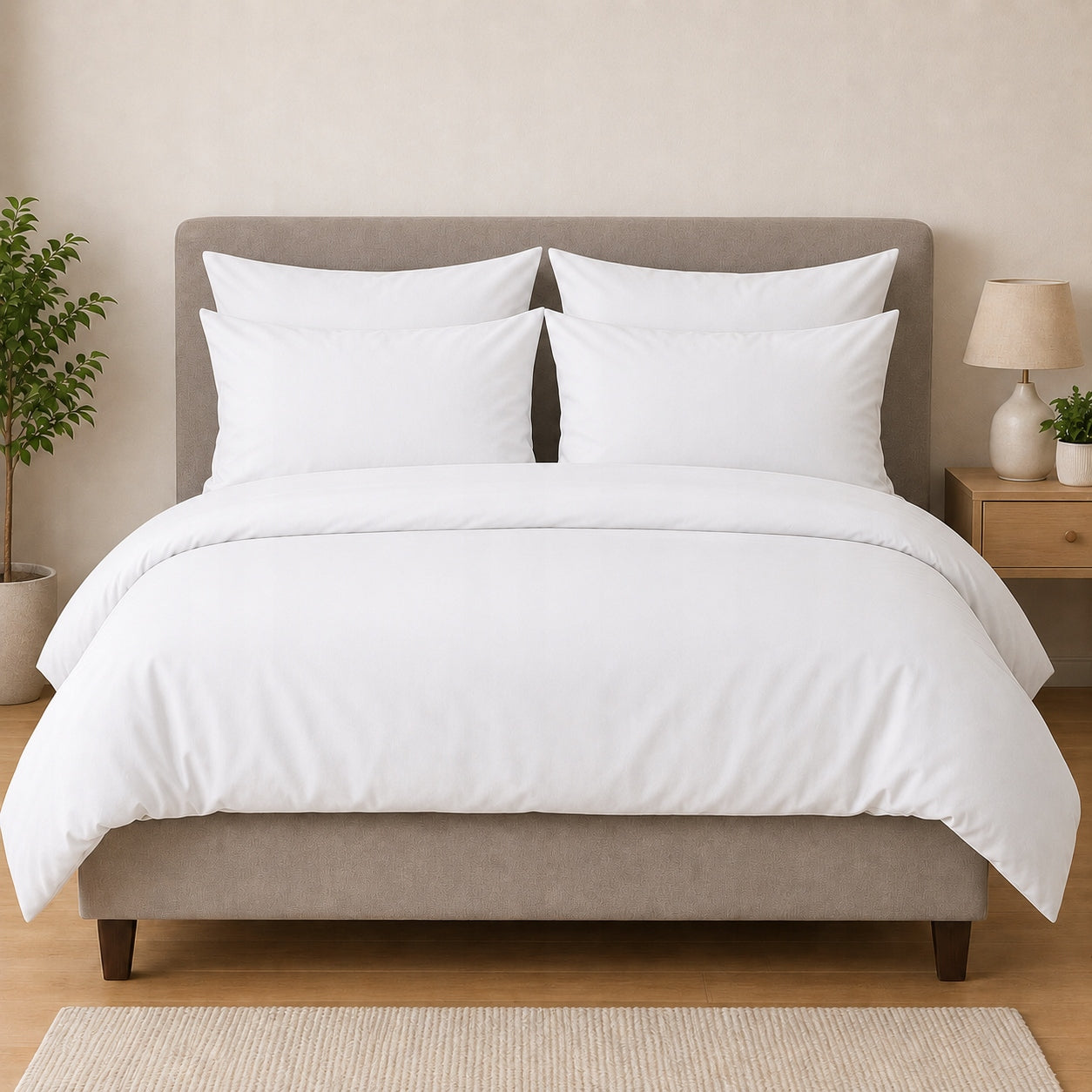 Plain House Hotel 160x200cm 100% Cotton Percale White MrTowel Packaging status original