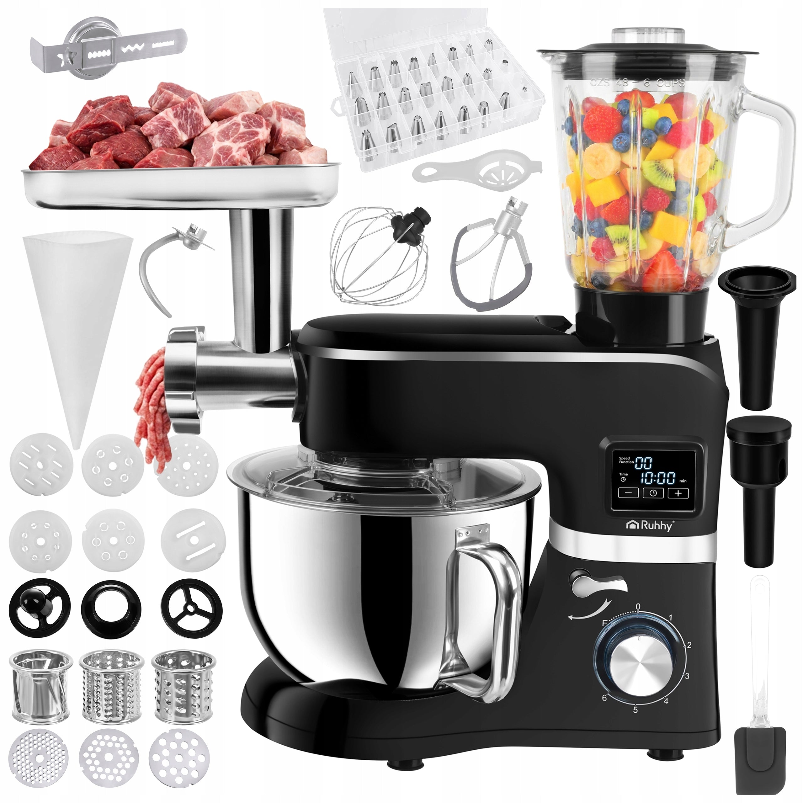 Planetary Food Processor Heated Bowl 6,2L 14in1 Blender Machine Powerful