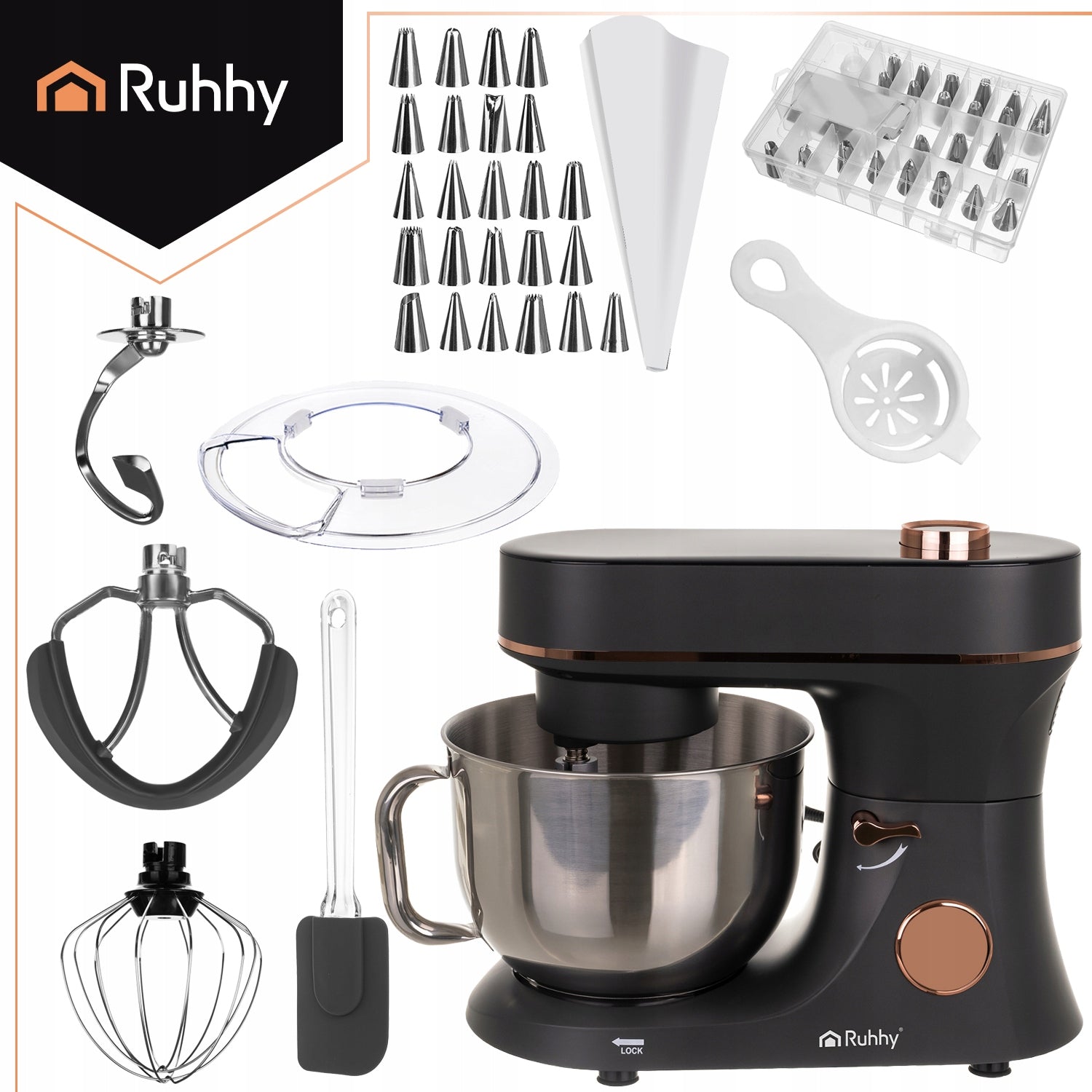 Planetary Kitchen Robot with Heated Bowl 5,7L Ruhhy Large Multifunctional Packaging status original