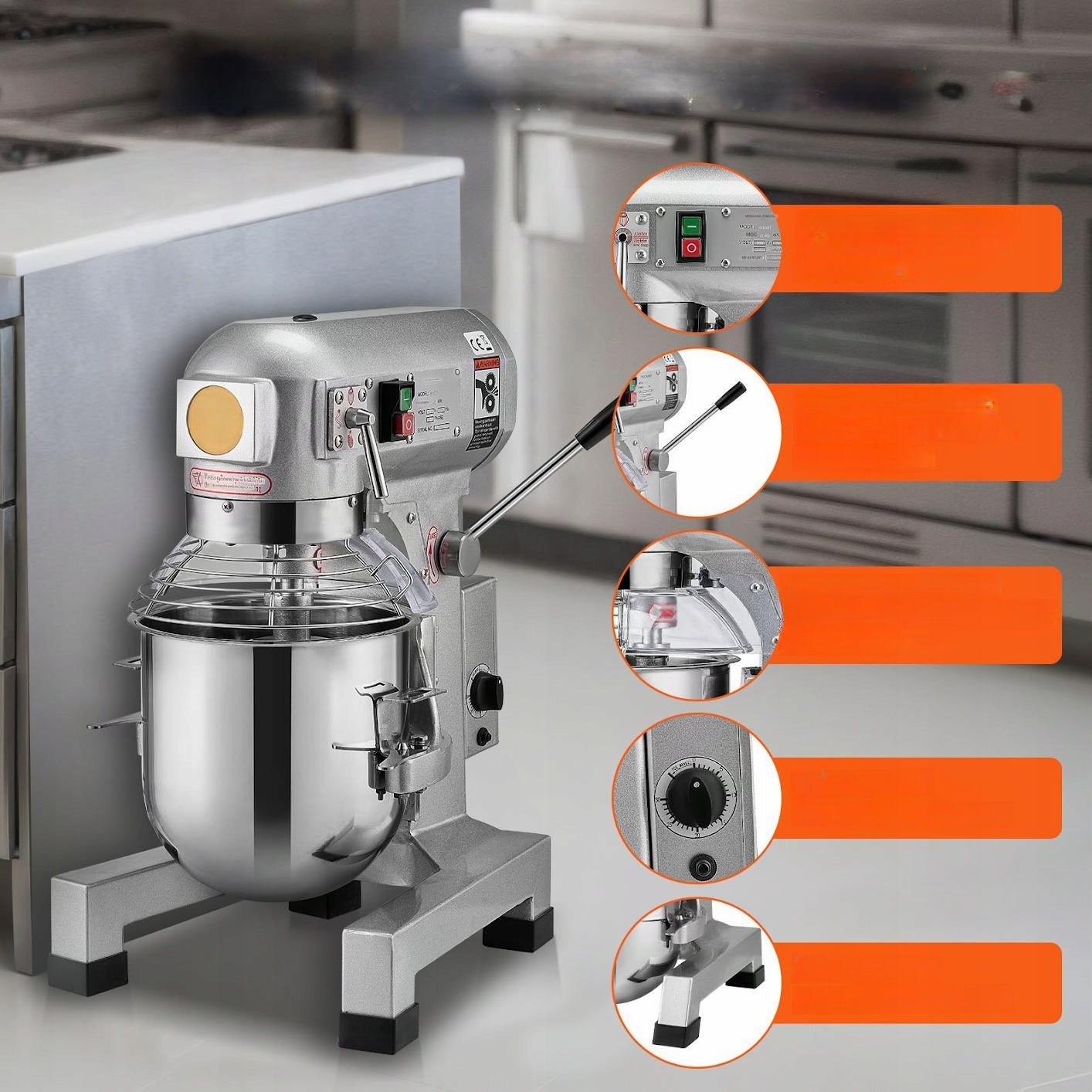 Planetary Mixer 10L 550W 3 Speeds for Cake Gastronomy Restaurant Brand Vevor