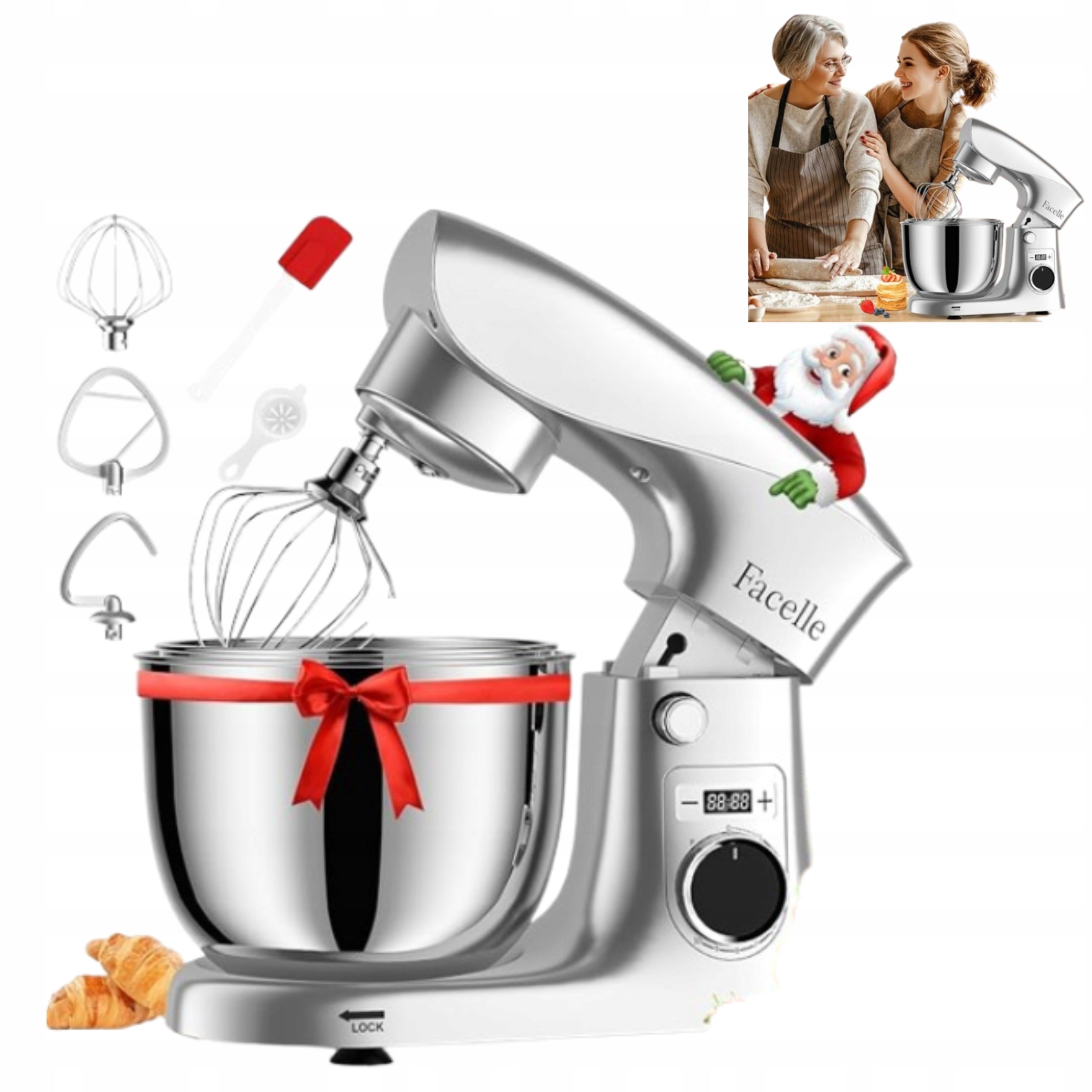 Planetary Mixer Food Processor 1500 W Bowl 5,5L 10 LED Gears