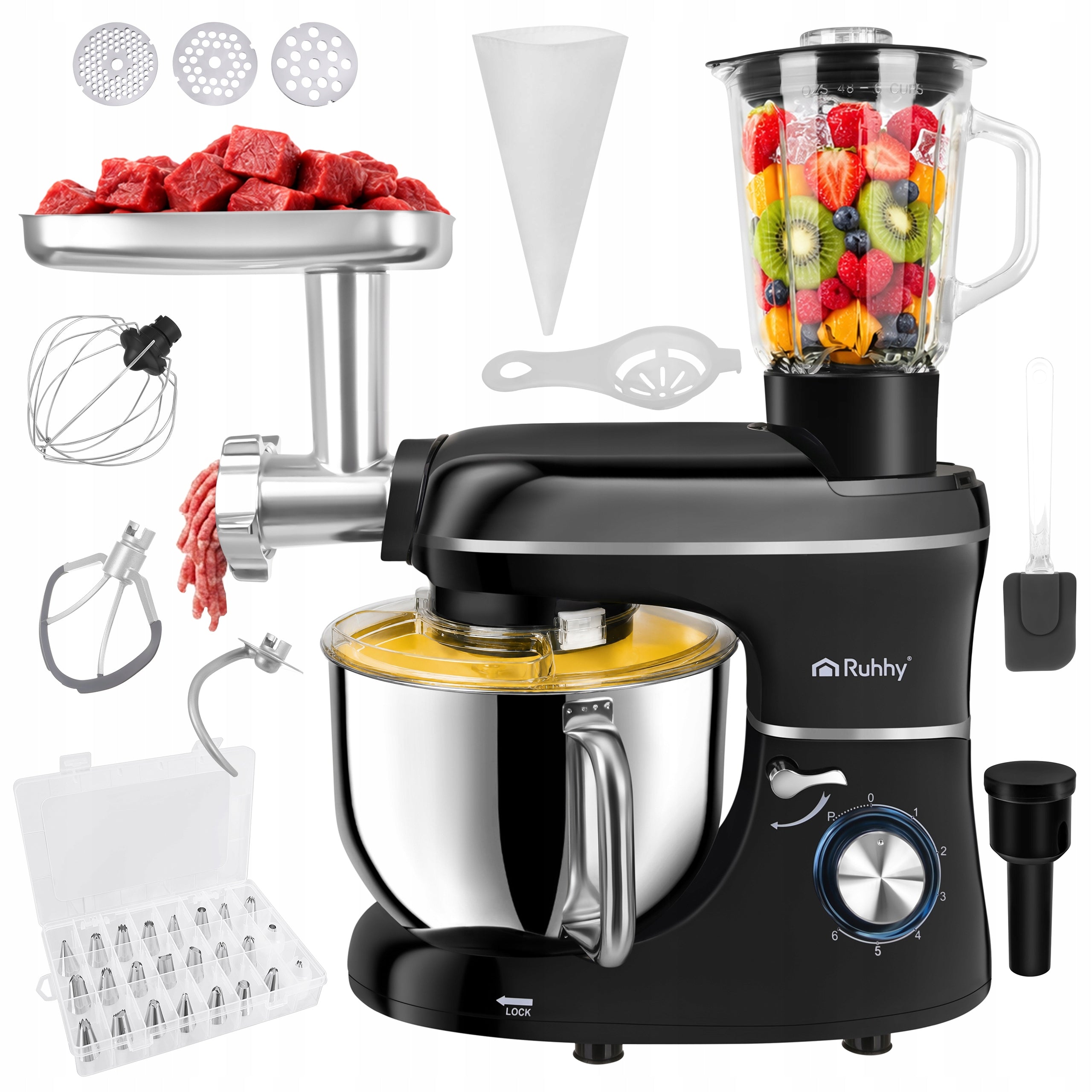 Planetary Robot Kitchen Blender Grinding Machine with Bowl 6,2 L up to 11in1