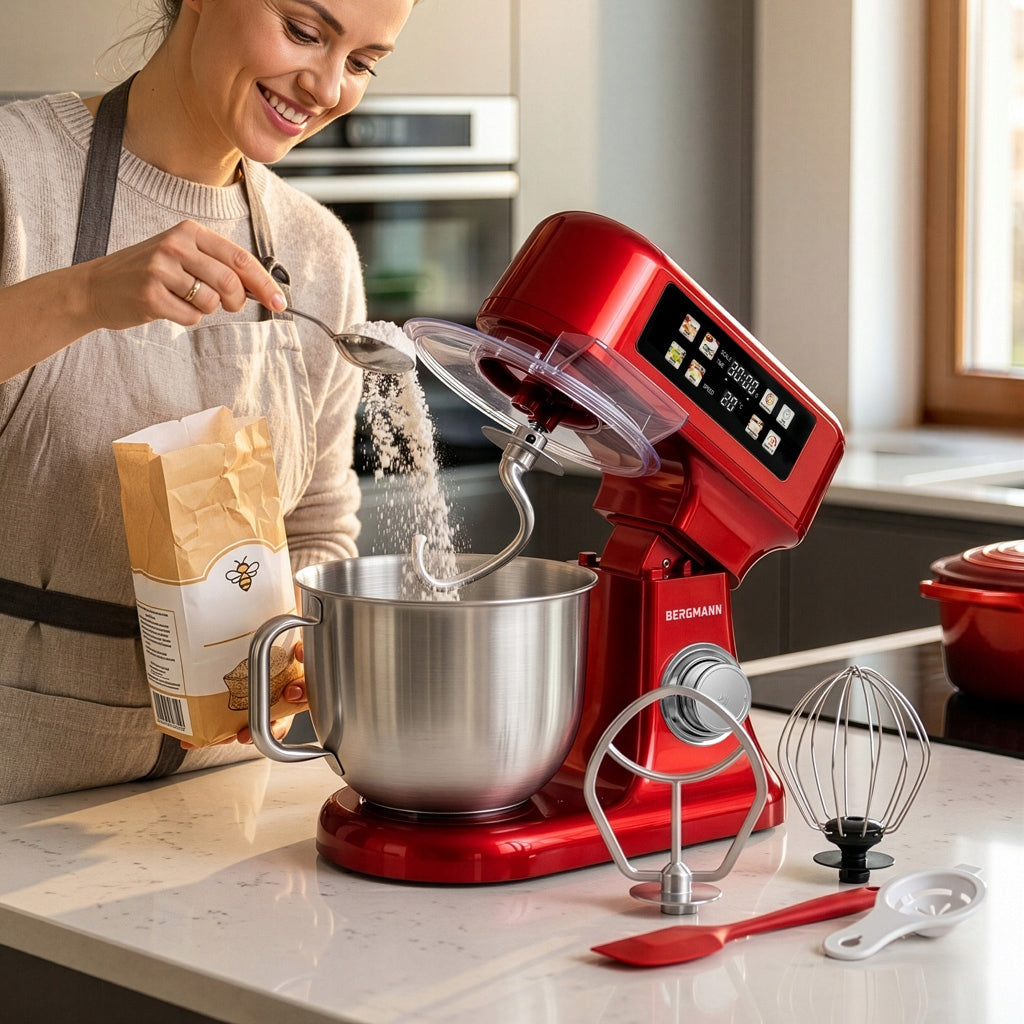Planetary food processor BERGMANN 3500W RED 6L Weight Heated Bowl Packaging status original