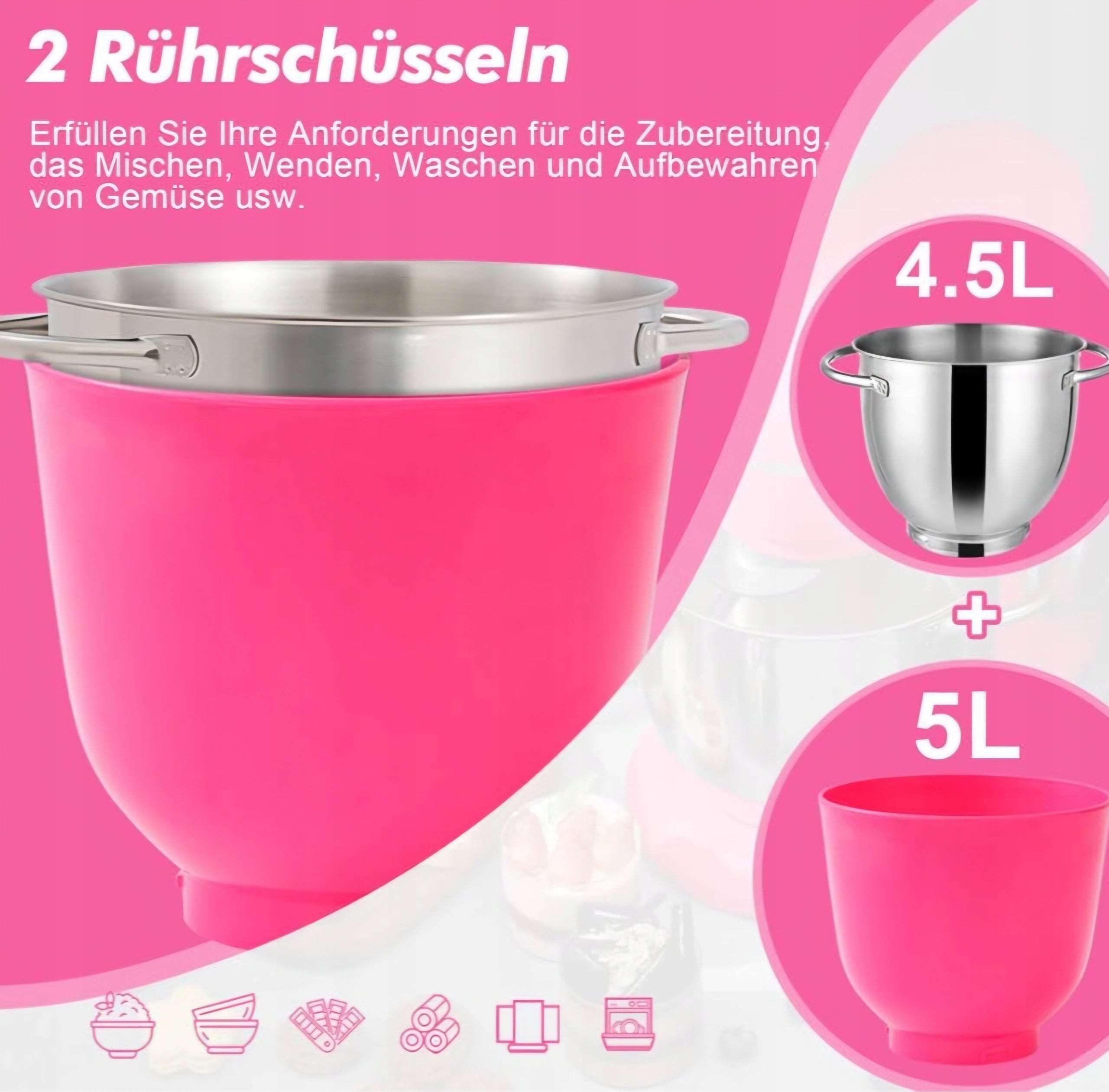 Planetary robot Kitchen in the Box 6,2 l 1400 W for cake pink Packaging status original