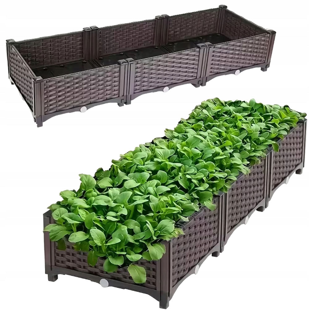 Planter Garden Box for Flowers Vegetable Modular 120x40x22cm Brown Brand no brand