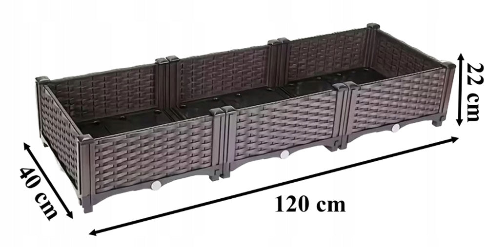 Planter Garden Box for Flowers Vegetable Modular 120x40x22cm Brown Color brown