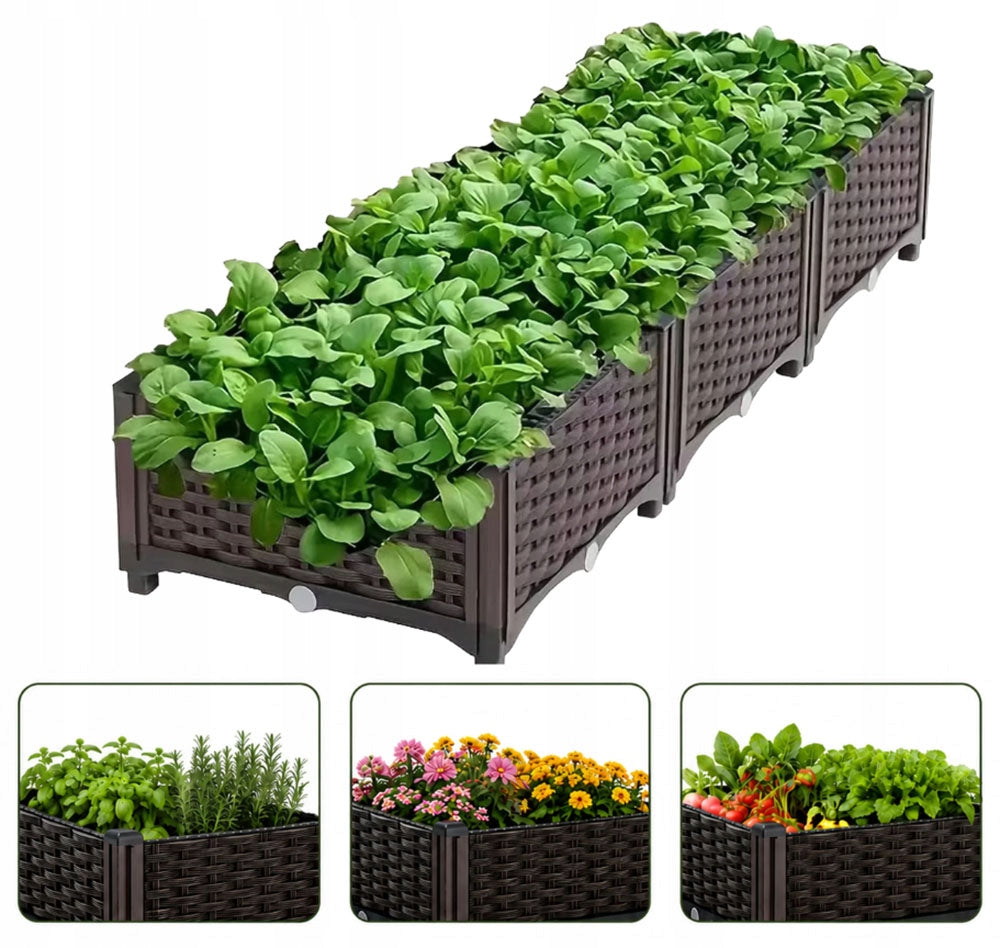 Planter Garden Box for Flowers Vegetable Modular 120x40x22cm Brown Length 120 cm