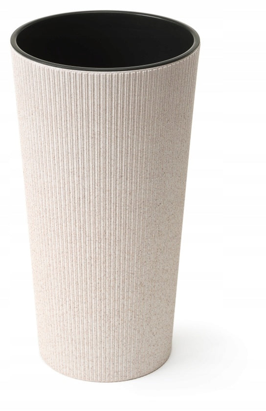Planter LILIA JUMPER diameter 25cm col. WHITE eco wood (BEIGE) + cartridge Brand HowHomely