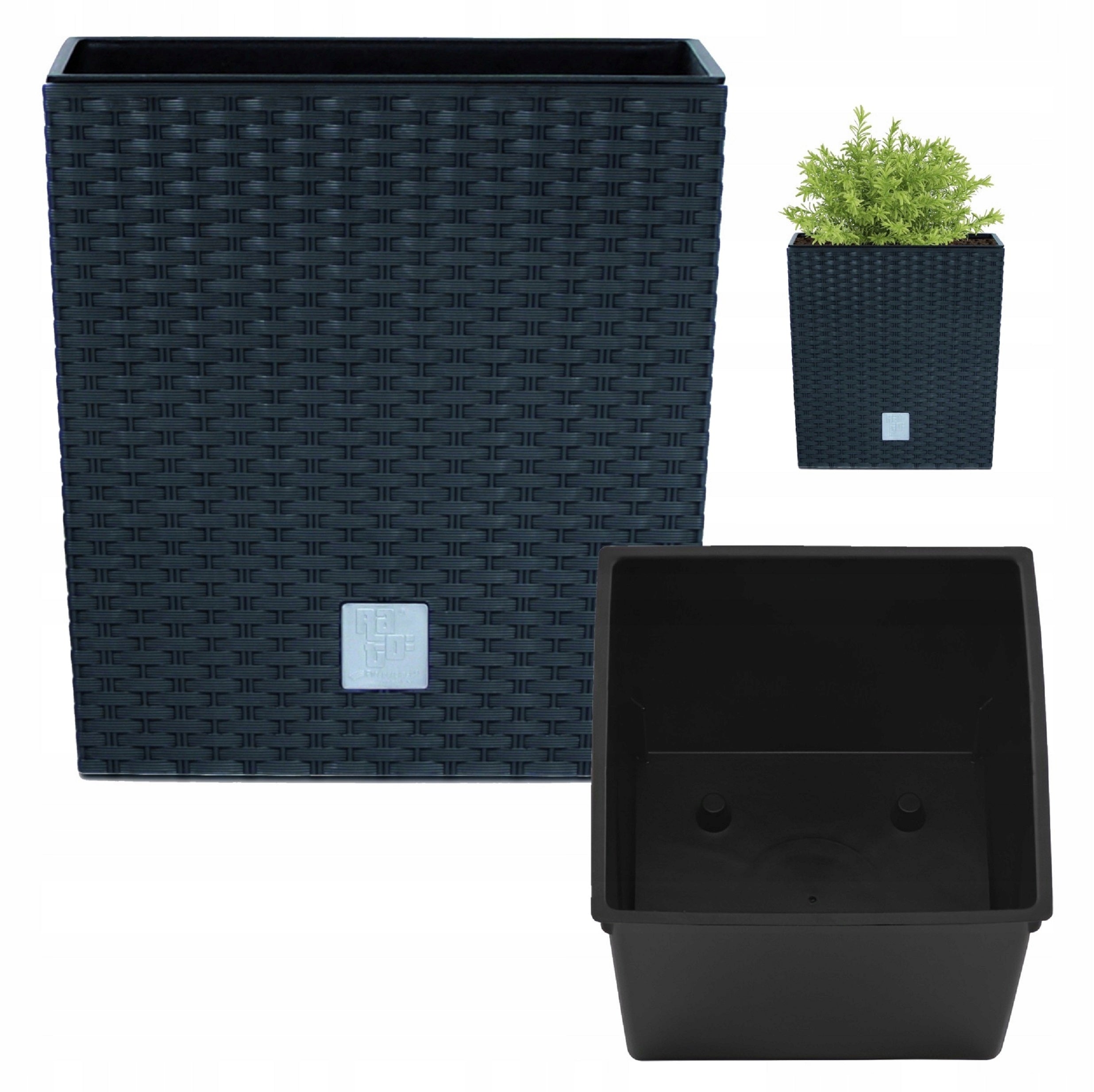 Planter, POT RATTAN COVER FOR BALCONY TERRACE FOR GARDEN ANTHRACITE