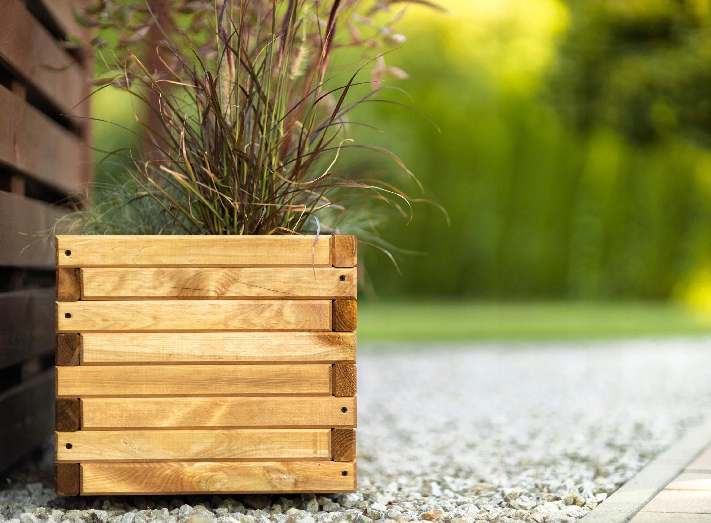 Planter Wooden Pine Solid Brown Terra 40x40x40 cm Thickness 3.5 cm Brand no brand