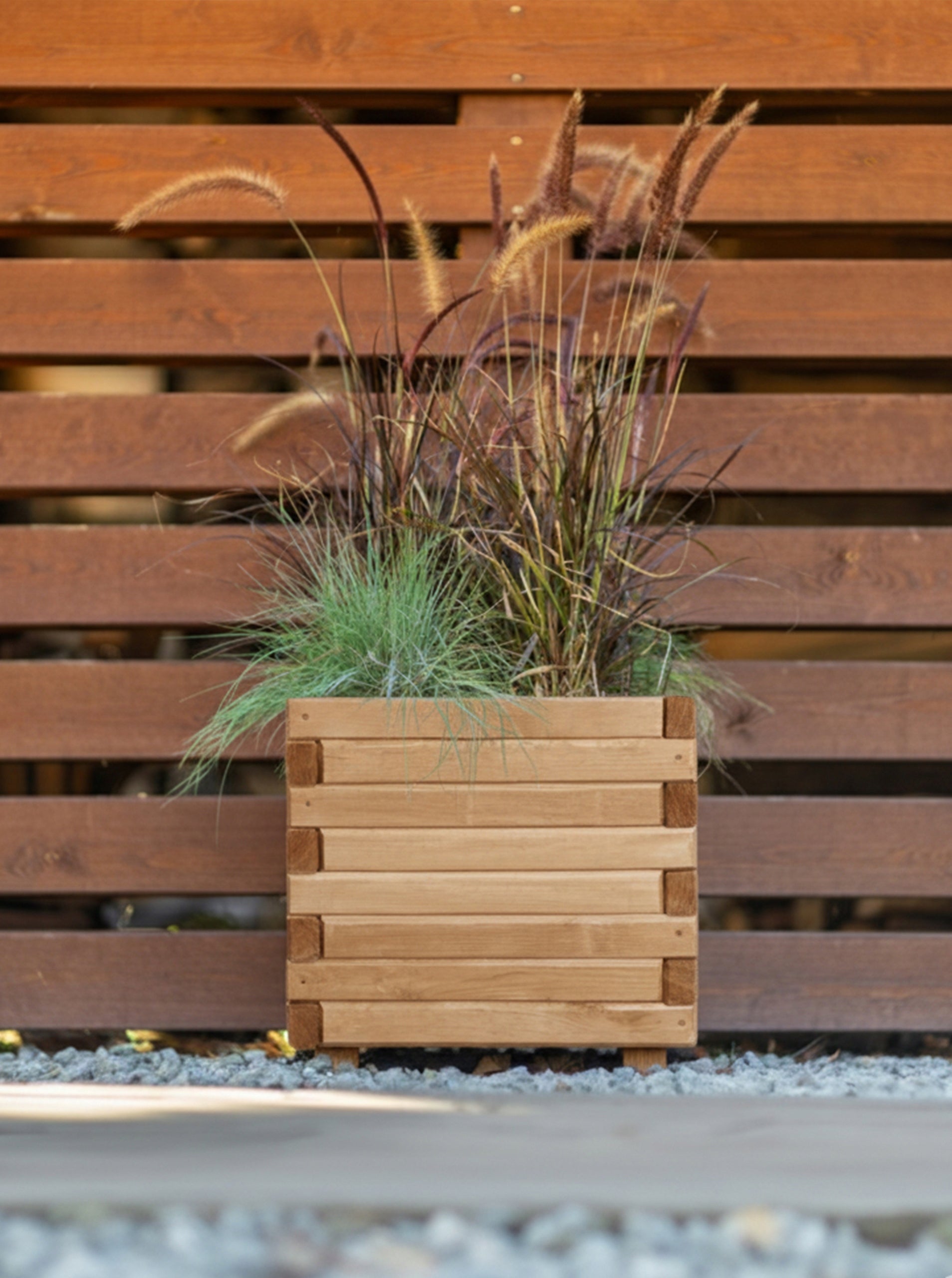 Planter Wooden Pine Solid Brown Terra 40x40x40 cm Thickness 3.5 cm Color brown