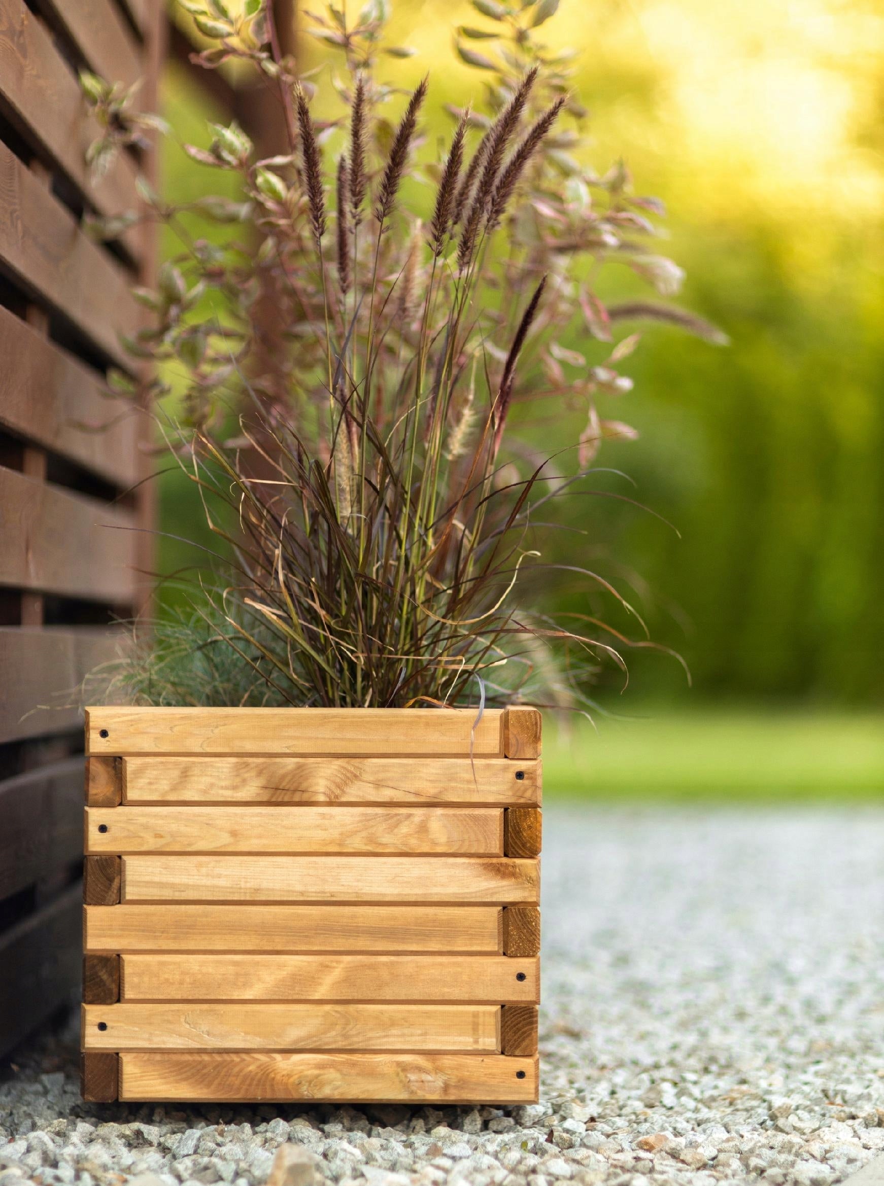 Planter Wooden Pine Solid Brown Terra 40x40x40 cm Thickness 3.5 cm Product height 40 cm