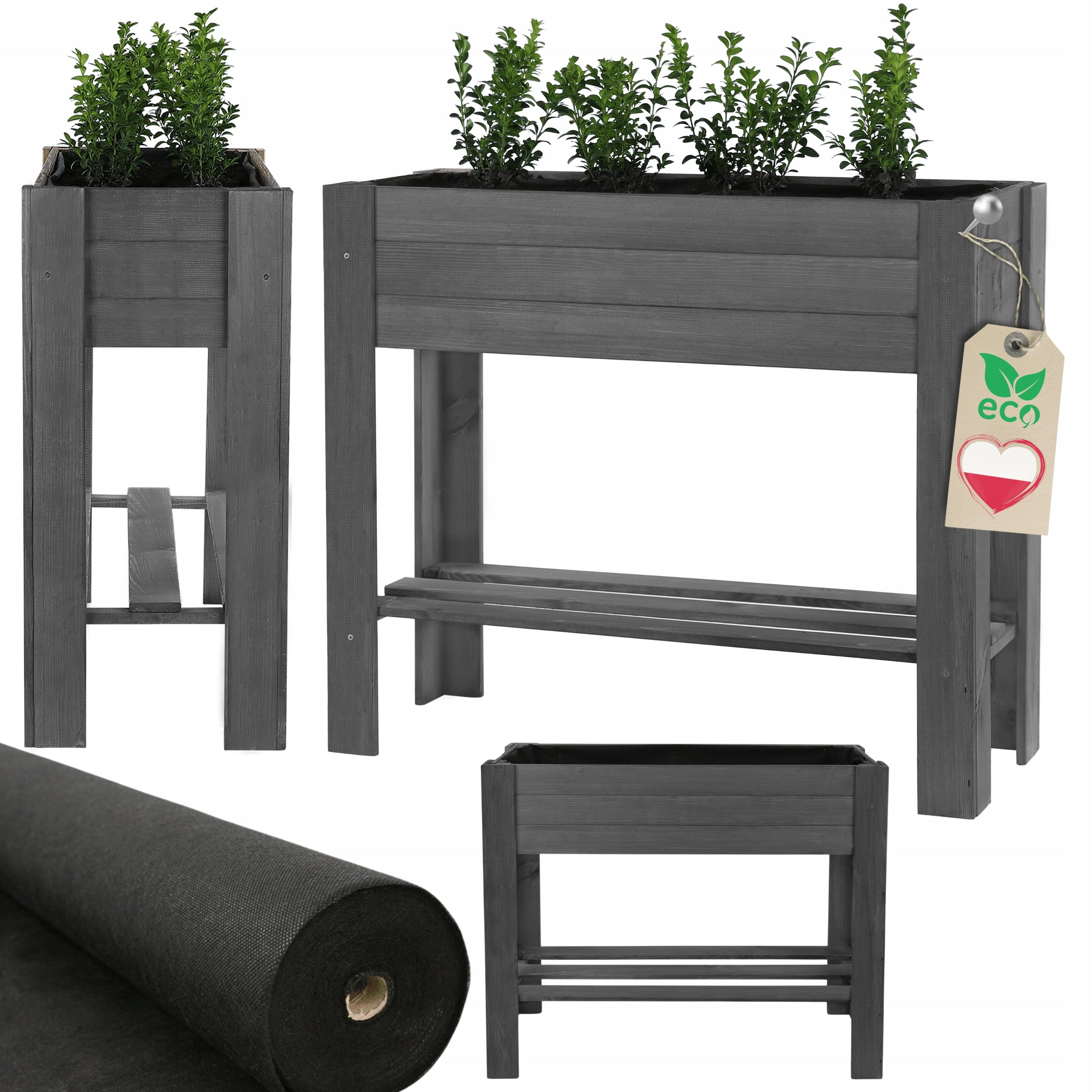 Planter vegetable garden on legs high bed inspection herbarium herb 80x34cm
