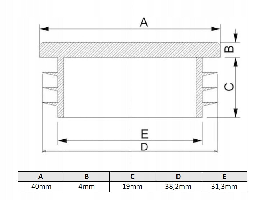 Plastic cap for posts profile 40x40 black - 50 pieces Color black