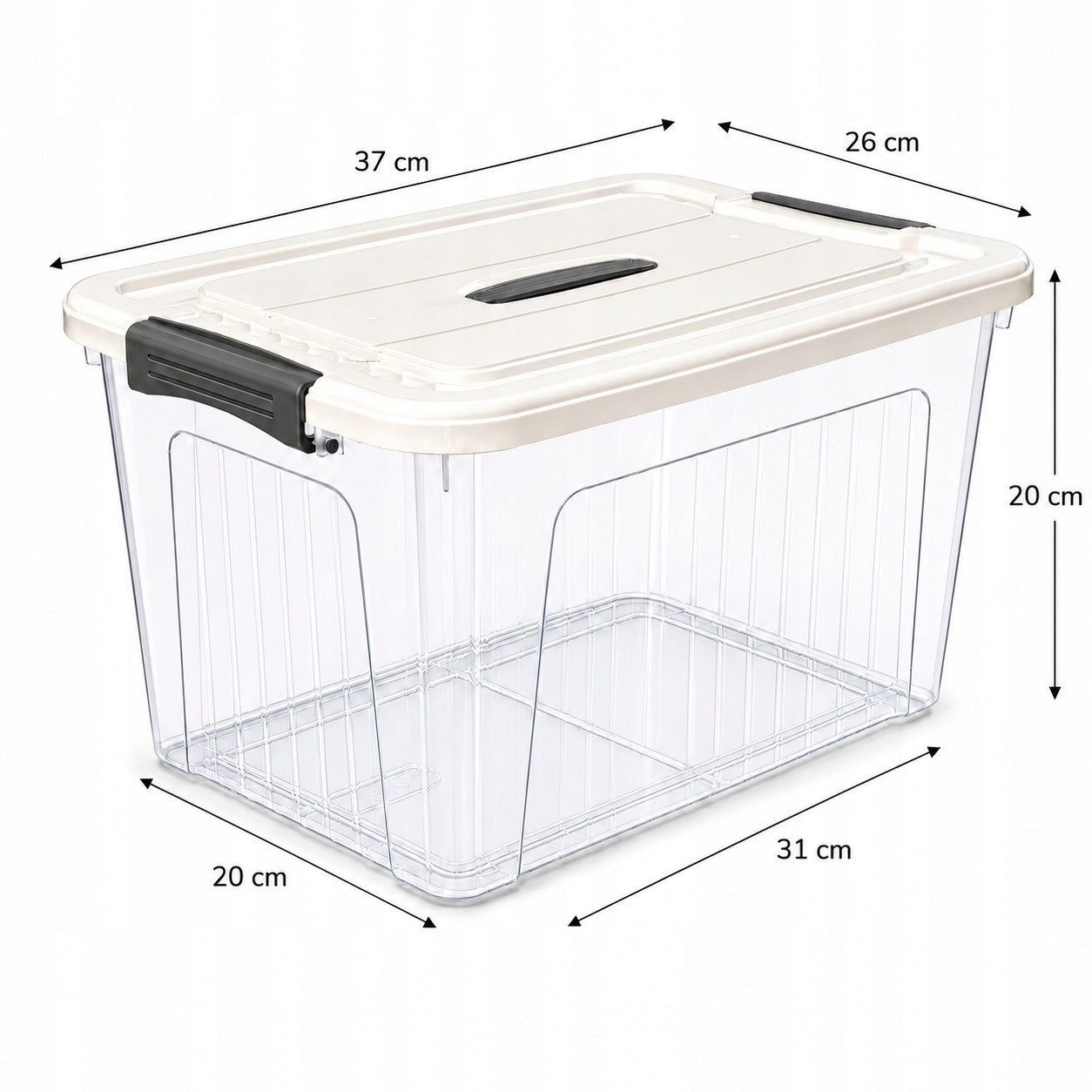 Plastic container 13L with lid transparent 37x26x20 Packaging status original