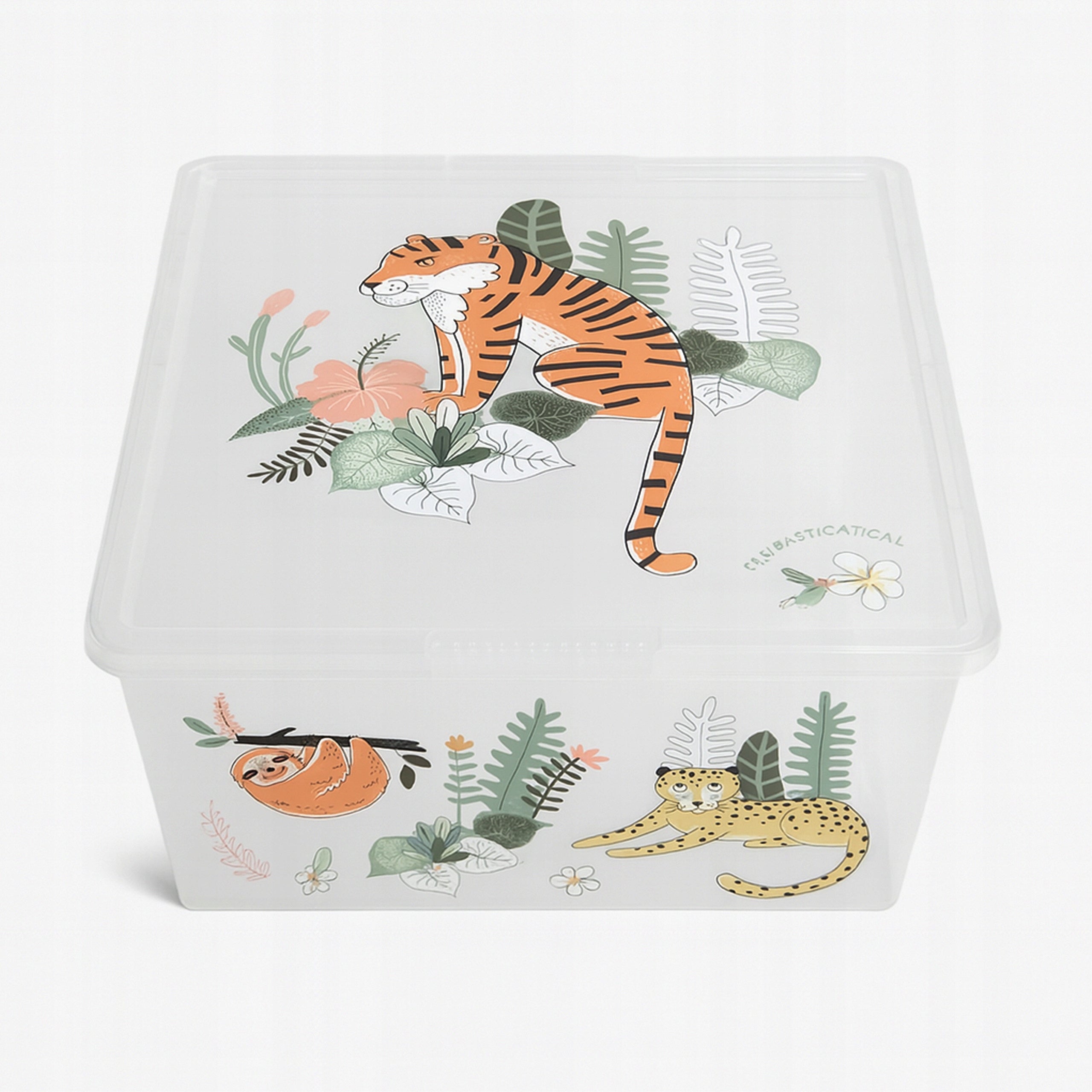 Plastic container 18l 40x34x17 transparent with animal print