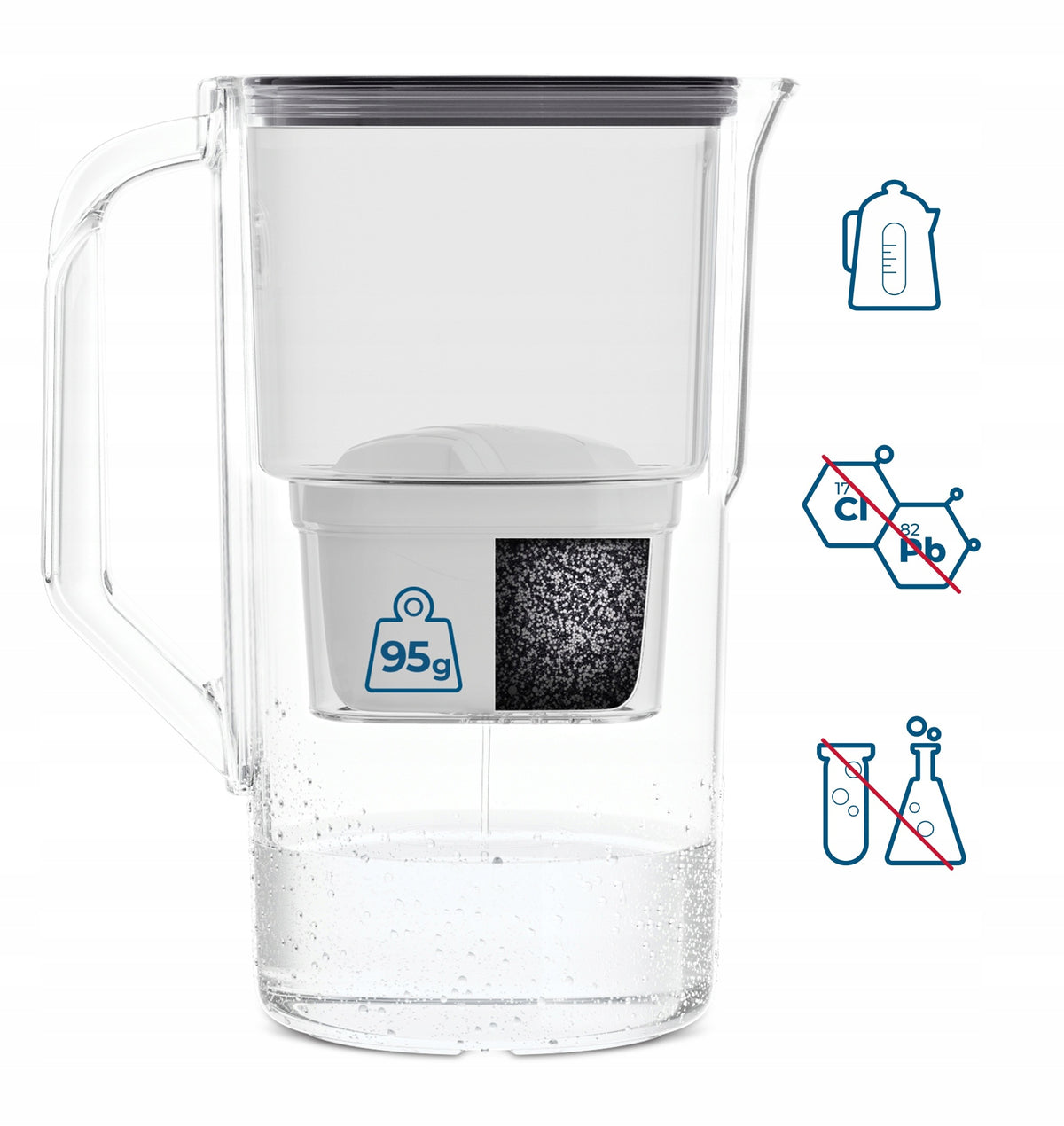 Plastic filter jug Wessper D1 SOLID 2,8l black + 5x water filter Manufacturer code WES203-BK_+_4X_FL01