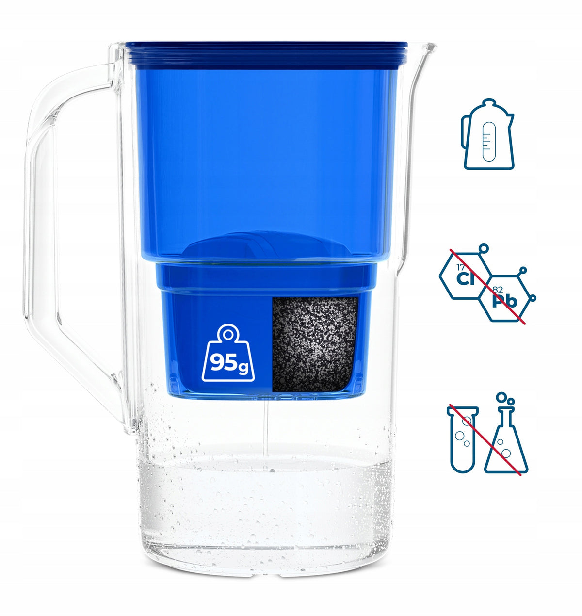 Plastic filter jug Wessper D1 SOLID 2,8l blue + 1x filter Manufacturer code WES203-NB