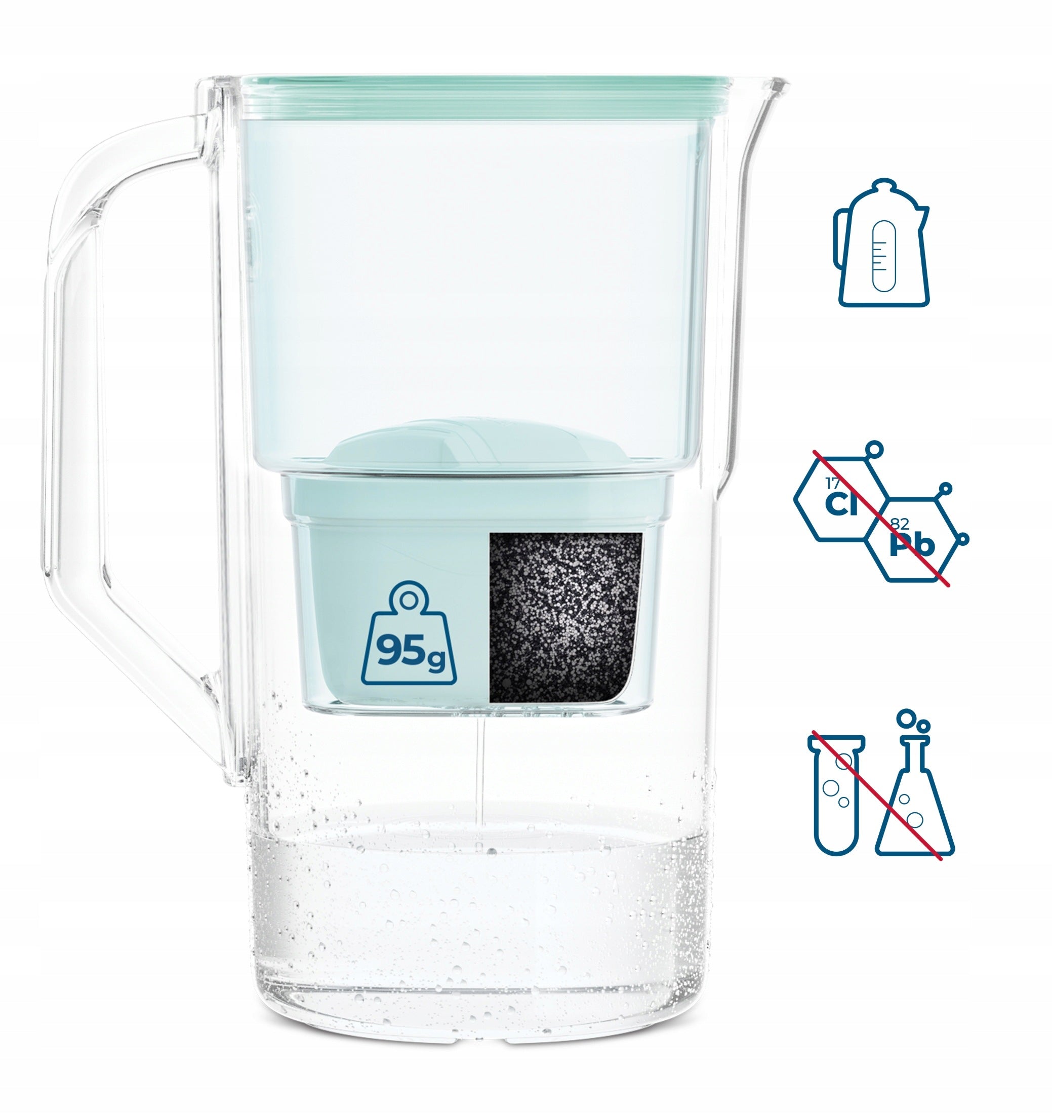 Plastic filter jug Wessper D1 SOLID 2,8l grey + 10x water filter Manufacturer code WES203-MT_+_9X_FL01