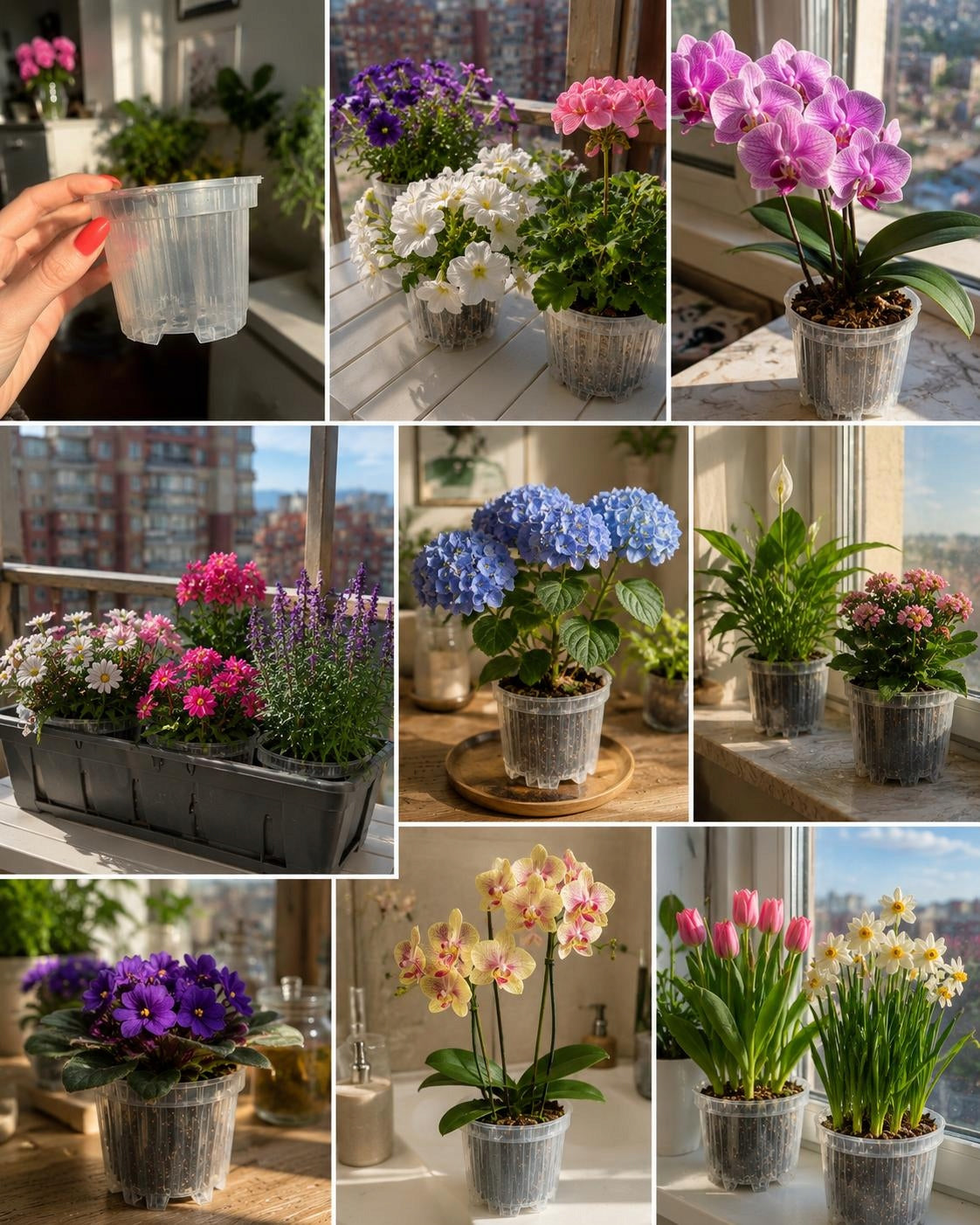 Plastic flower pot transparent production of flower orchids 0,7l 5pcs Packaging status original