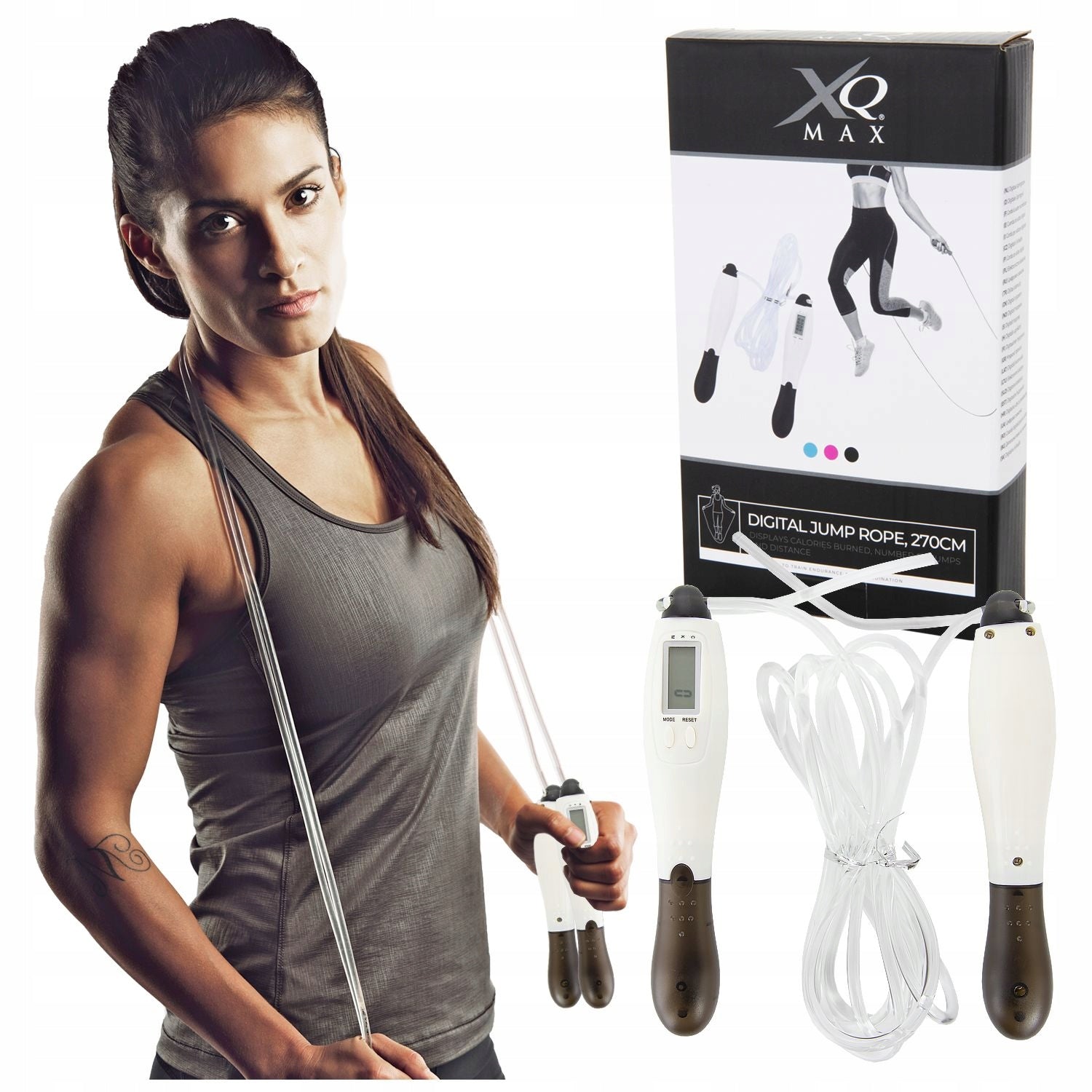 Plastic jump rope XQMax 270 cm white Brand XQMax