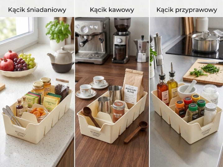 Plastic organizer Bentom L 30x14x7,5 cm cream for office kitchen Brand Bentom