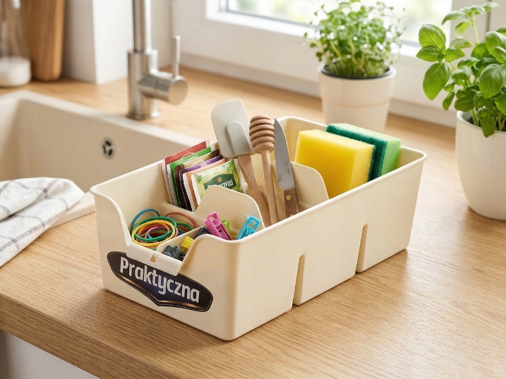 Plastic organizer Bentom S 22x13,5 cm cream for office drawer Packaging status original
