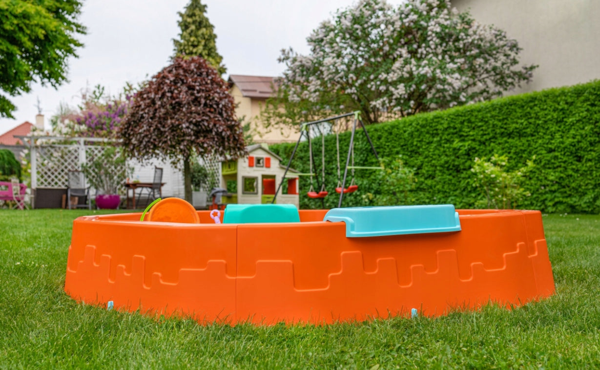 Plastic sandbox 150x150x25cm TURQUOISE + cover Kid's age 12+ months