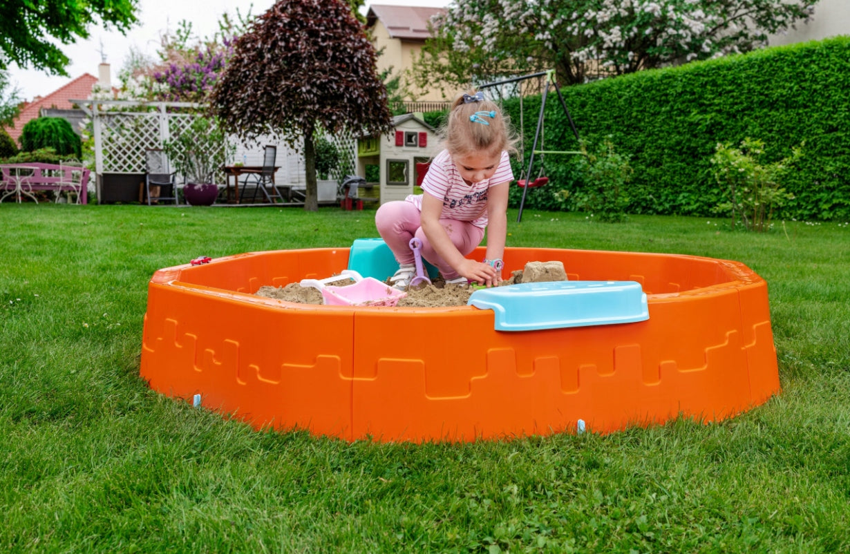 Plastic sandbox 150x150x25cm TURQUOISE + cover Length 150 cm