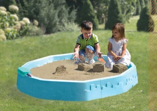 Plastic sandbox 150x150x25cm TURQUOISE + cover Packaging status original