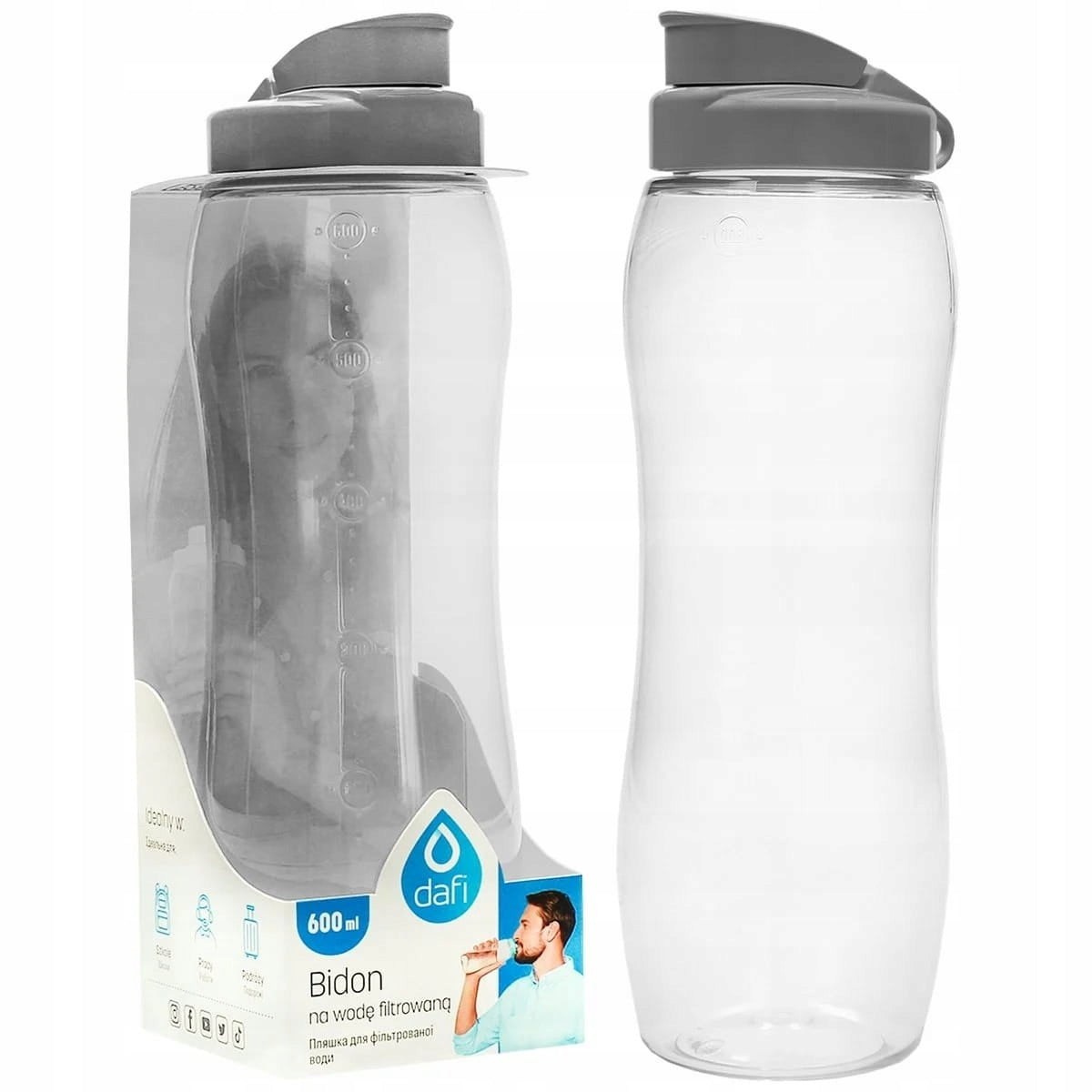 Plastic water bottle filtered water bottle Dafi 0,6l