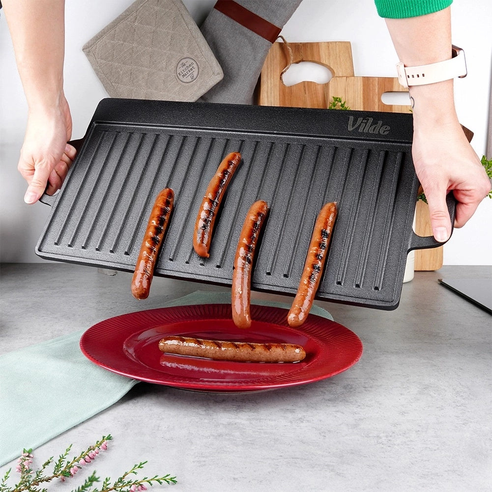 Plate for Grill Oven Grilling Cast Iron Double Sided VILDE 50,5x23,5cm Manufacturer Vilde