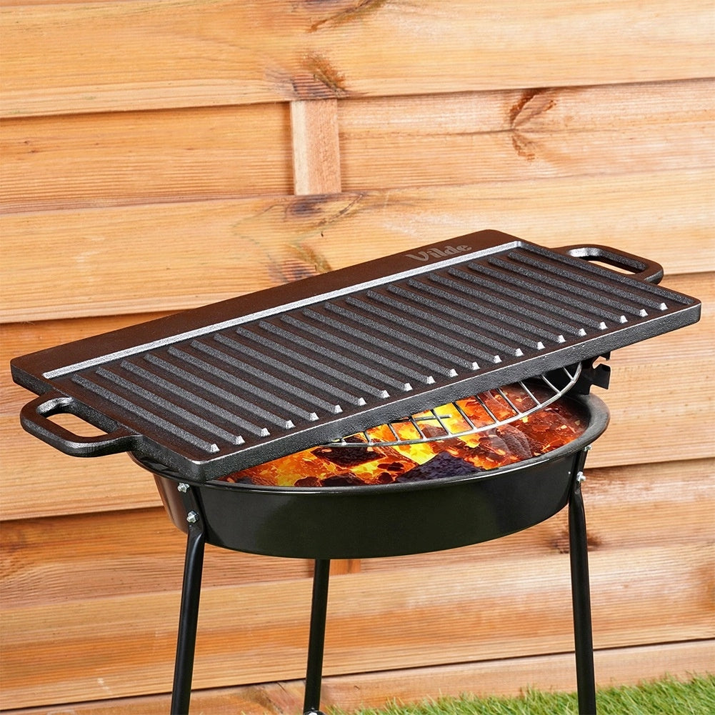 Plate for Grill Oven Grilling Cast Iron Double Sided VILDE 50,5x23,5cm Shape rectangular