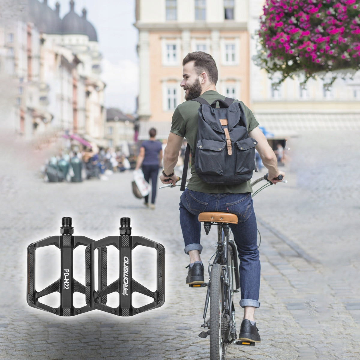 Platform Bike Pedals, Lightweight with Reflectors for Universal Bike Strong Brand Promend