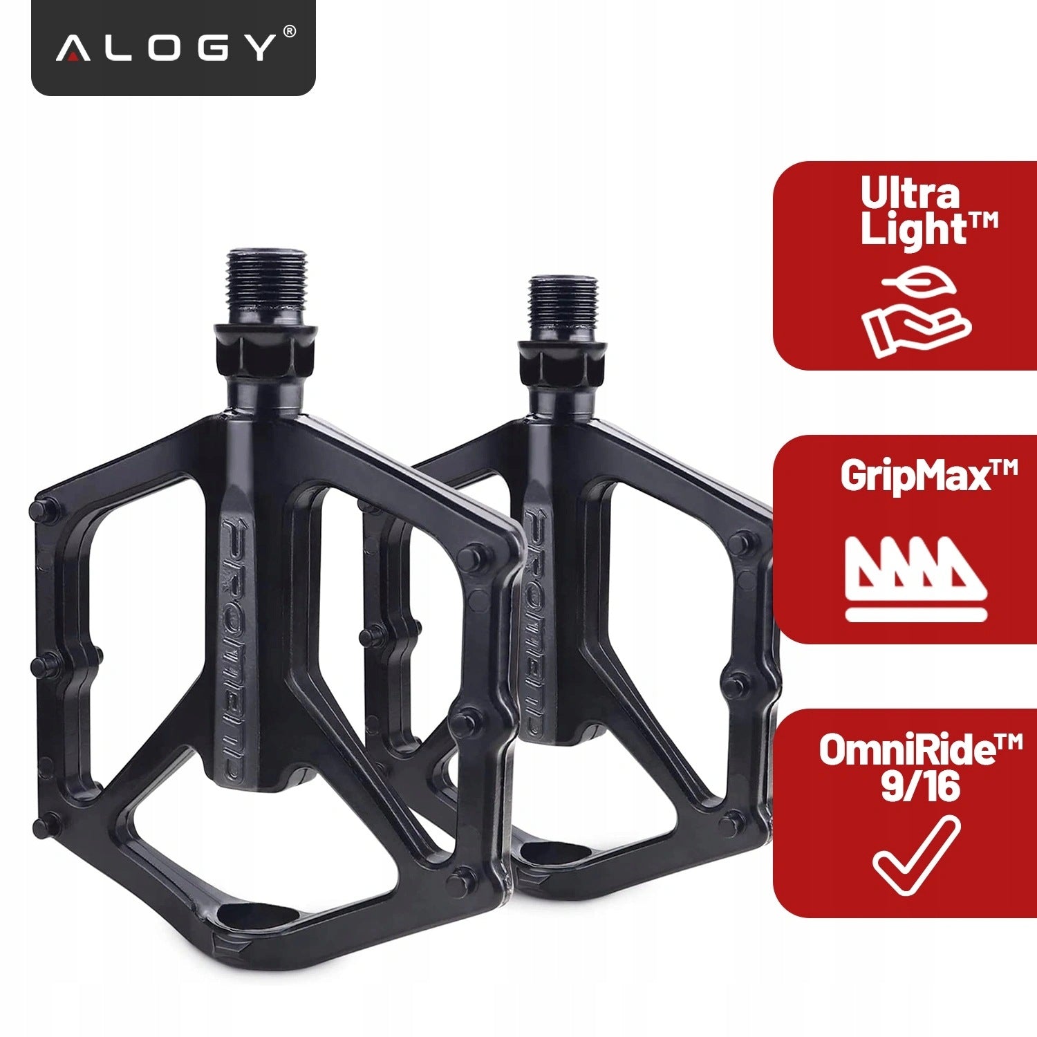 Platform Bike Pedals for MTB Bike Trekking Aluminum Black Lightweight Manufacturer code Pedały aluminiowe platformowe piny
