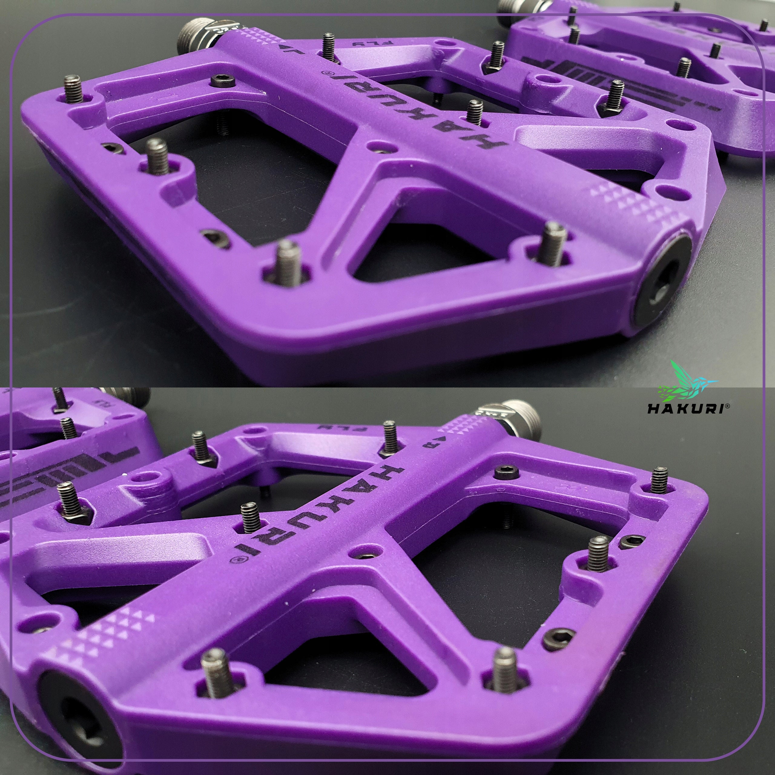 Platform Pedals Nylon Pedals Light Purple + MTB PINS 3 BEARINGS Weight 338 g
