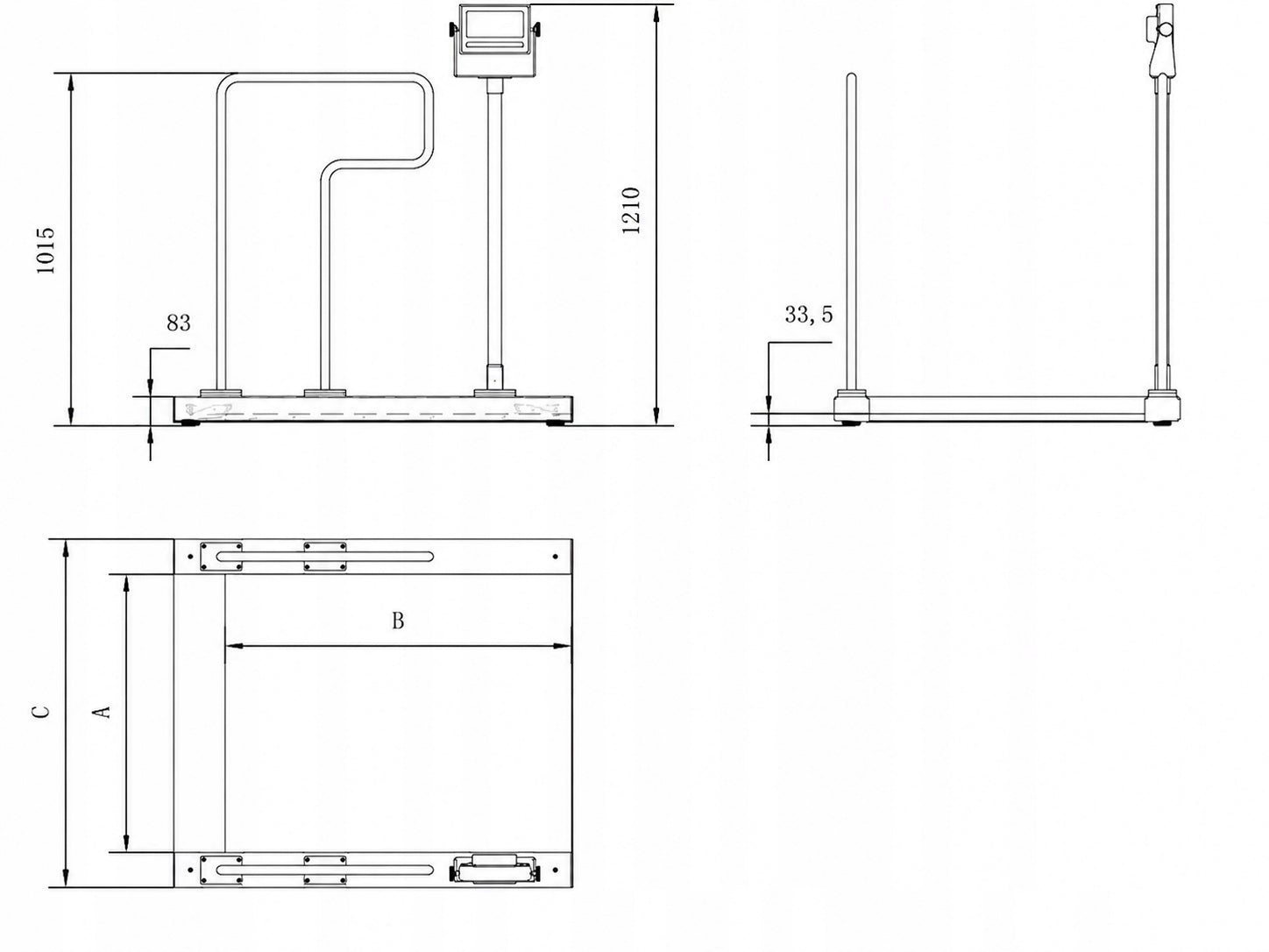 Platform Scale with Overrun for Strollers Hospice DPS Passenger 500kg Handles Manufacturer code Magazynowa 500kg najazdowa oparcie