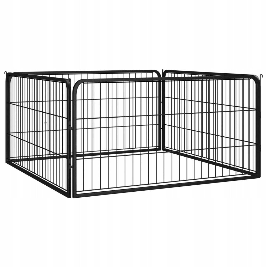 Playpen, 4 panels, black, 100x50 cm, steel