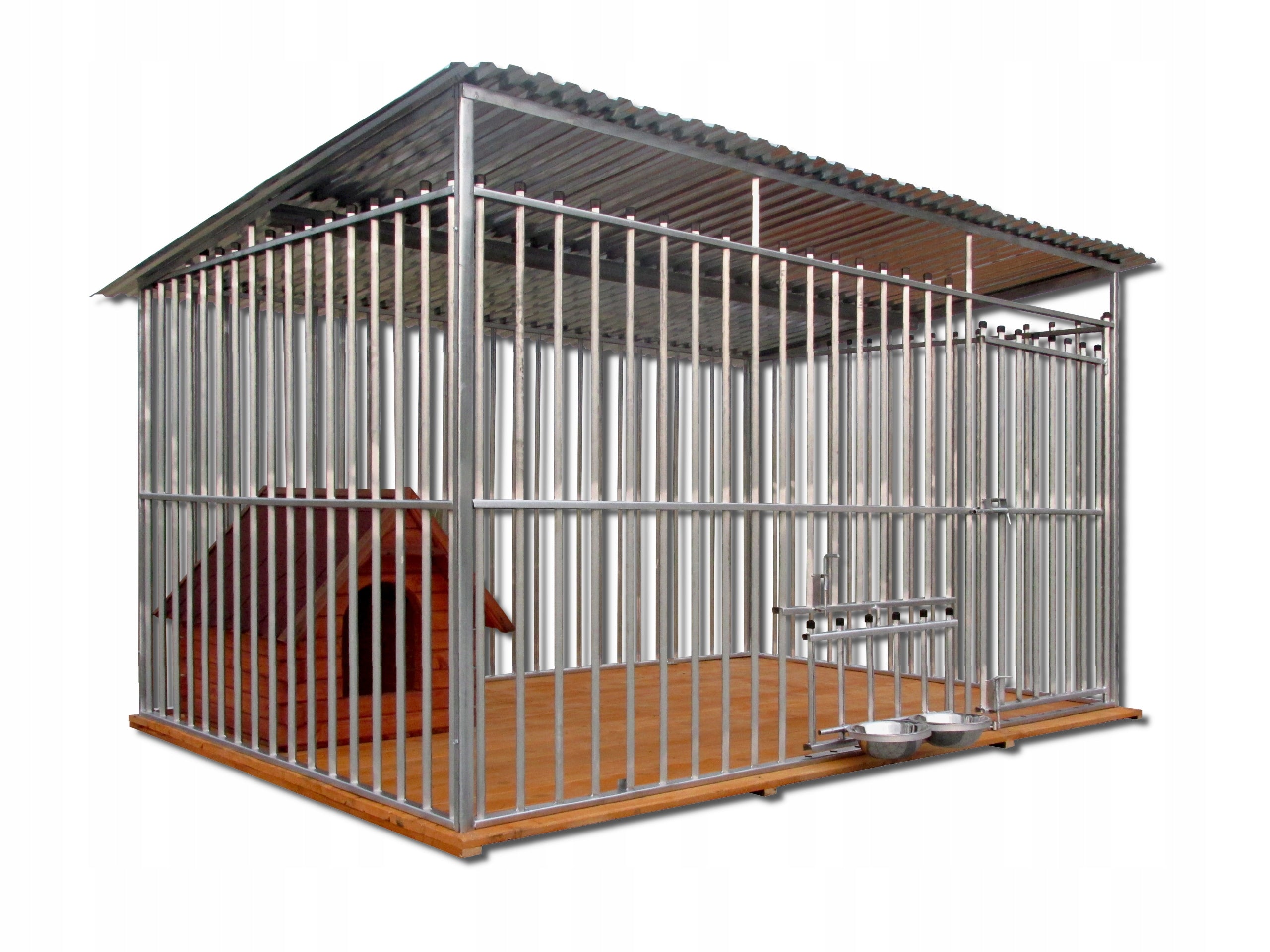 Playpen 4x2m made of galvanized profiles, wooden floor, bowl holders Manufacturer code 1KDpUs+P+Z 4x2
