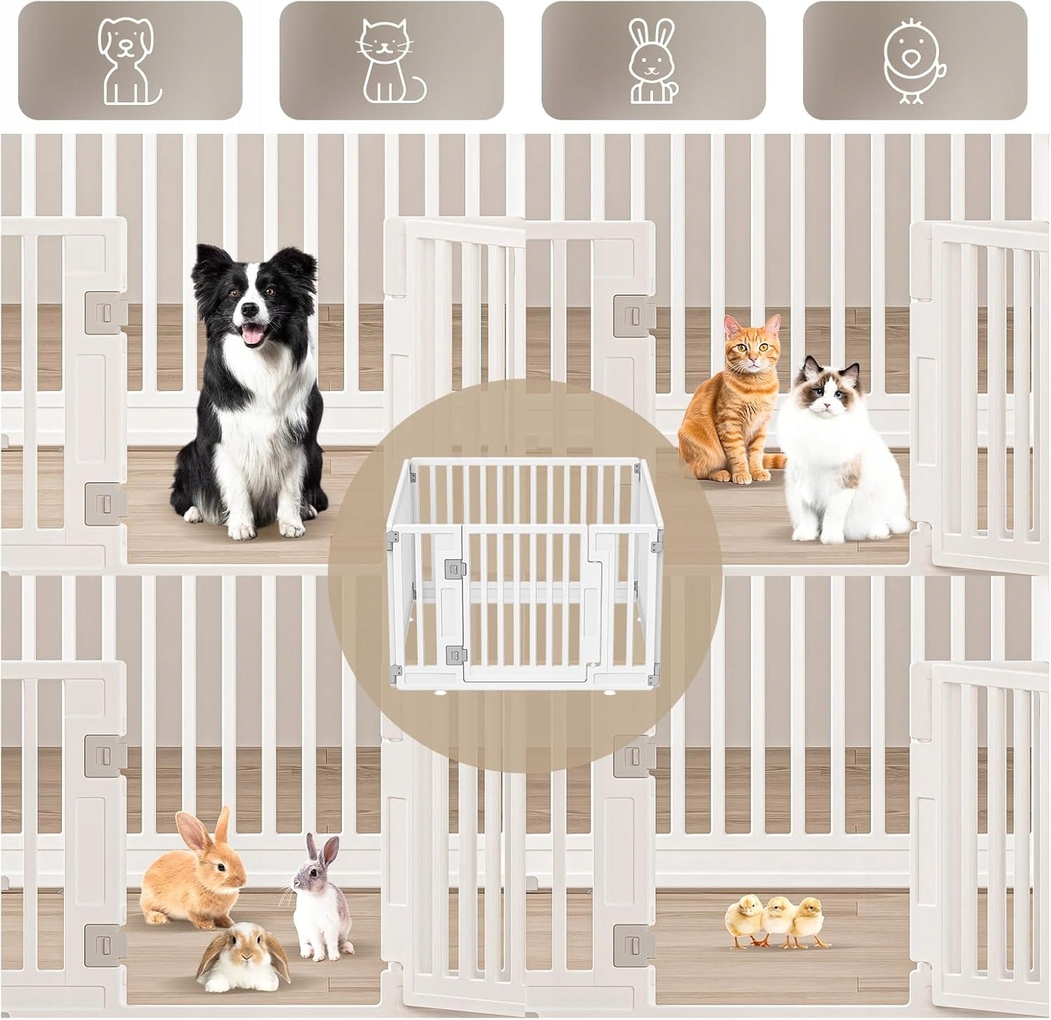 Playpen For Puppies Gupamiga Folding Runway With Doors White 89x89x58cm Length 89 cm