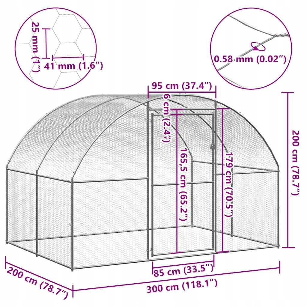Playpen for Cat Dog 3x2x2 m, galvanized steel and Outdoor cage Brand no brand